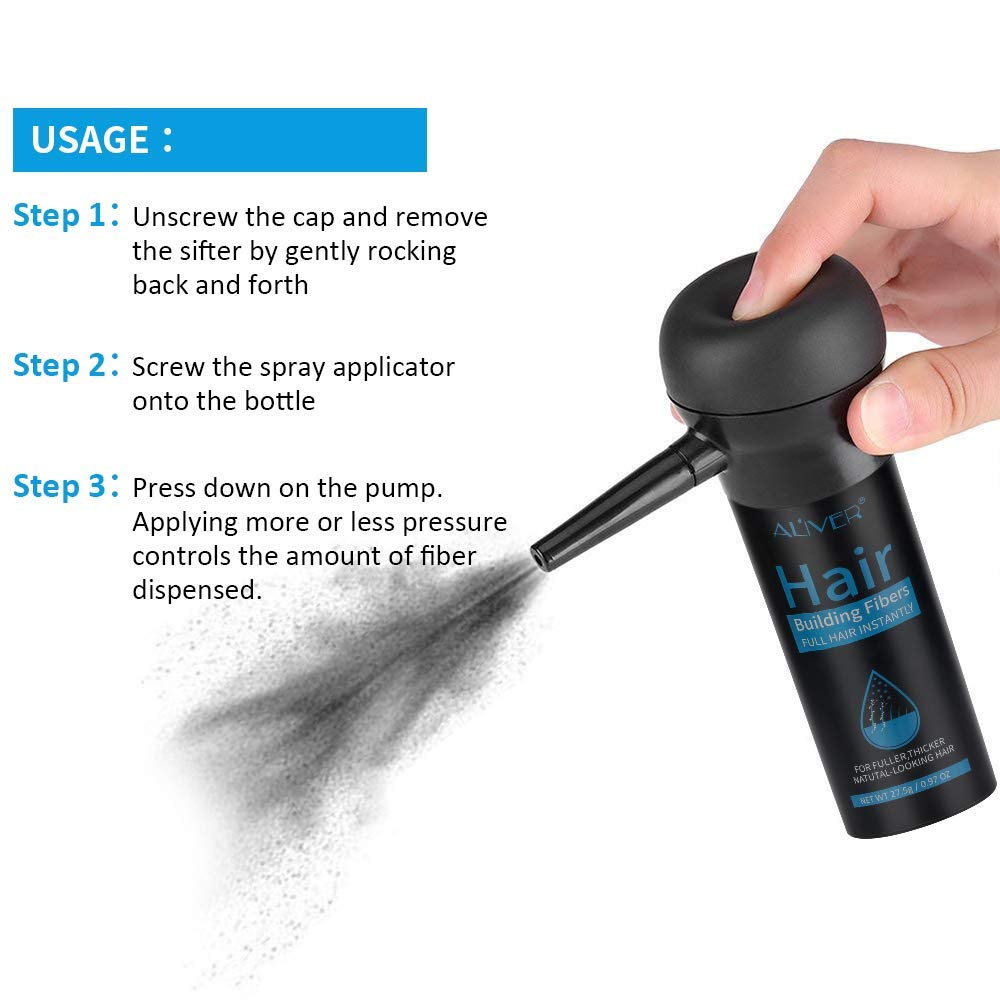 ALIVER Hair Fibers for Thinning Hair – Dark Brown Spray, Undetectable Natural Formula, 15 Seconds to Fuller Hair – Conceals Hair Loss for Men & Women | 0.97 oz