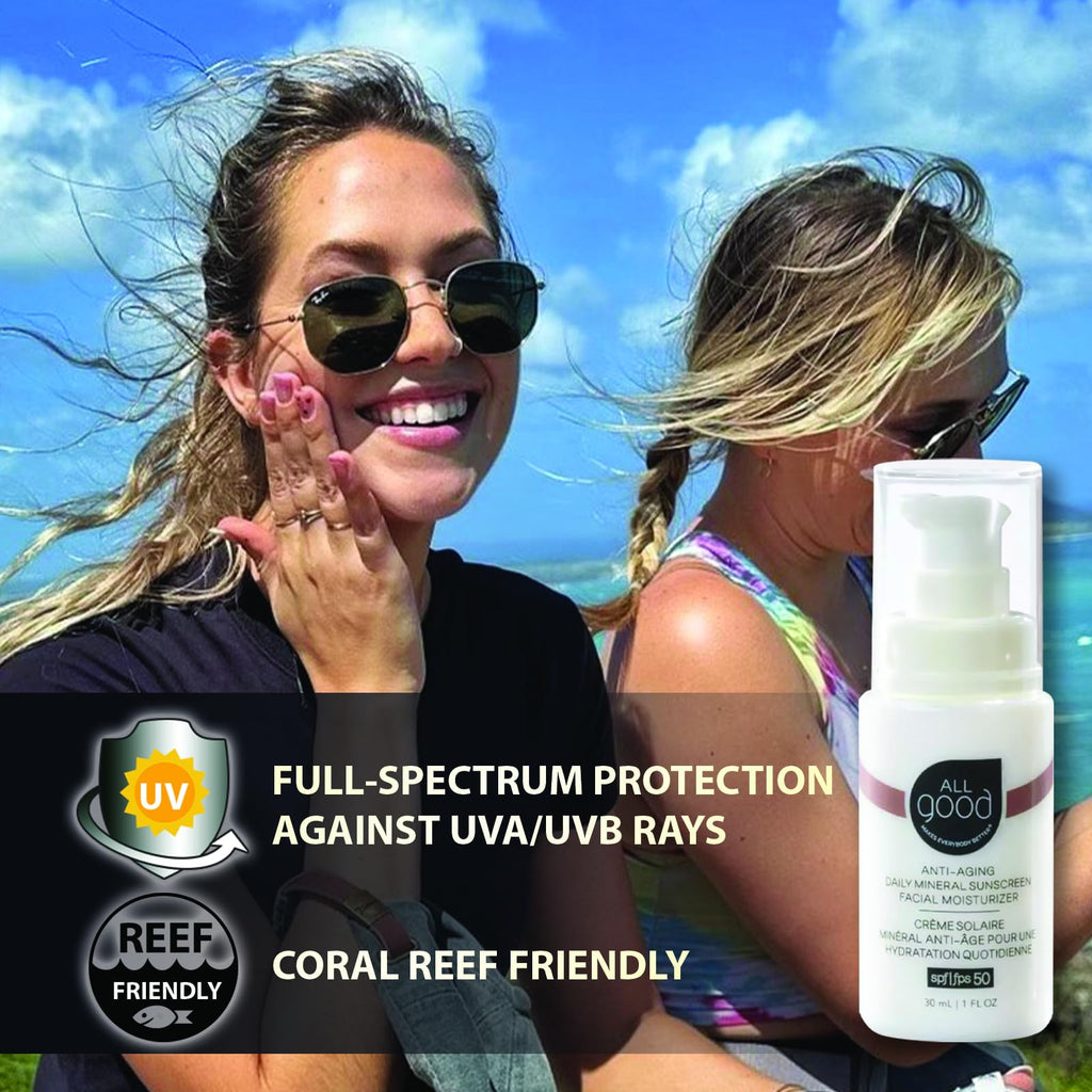 All Good Anti-Aging Daily Mineral Sunscreen SPF 50 | Hyaluronic Acid, Niacinamide, Calendula | 1oz