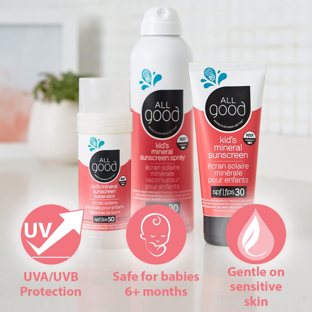 All Good Baby & Kids Mineral Sunscreen – SPF 50 Butter Sticks & SPF 30 Lotion