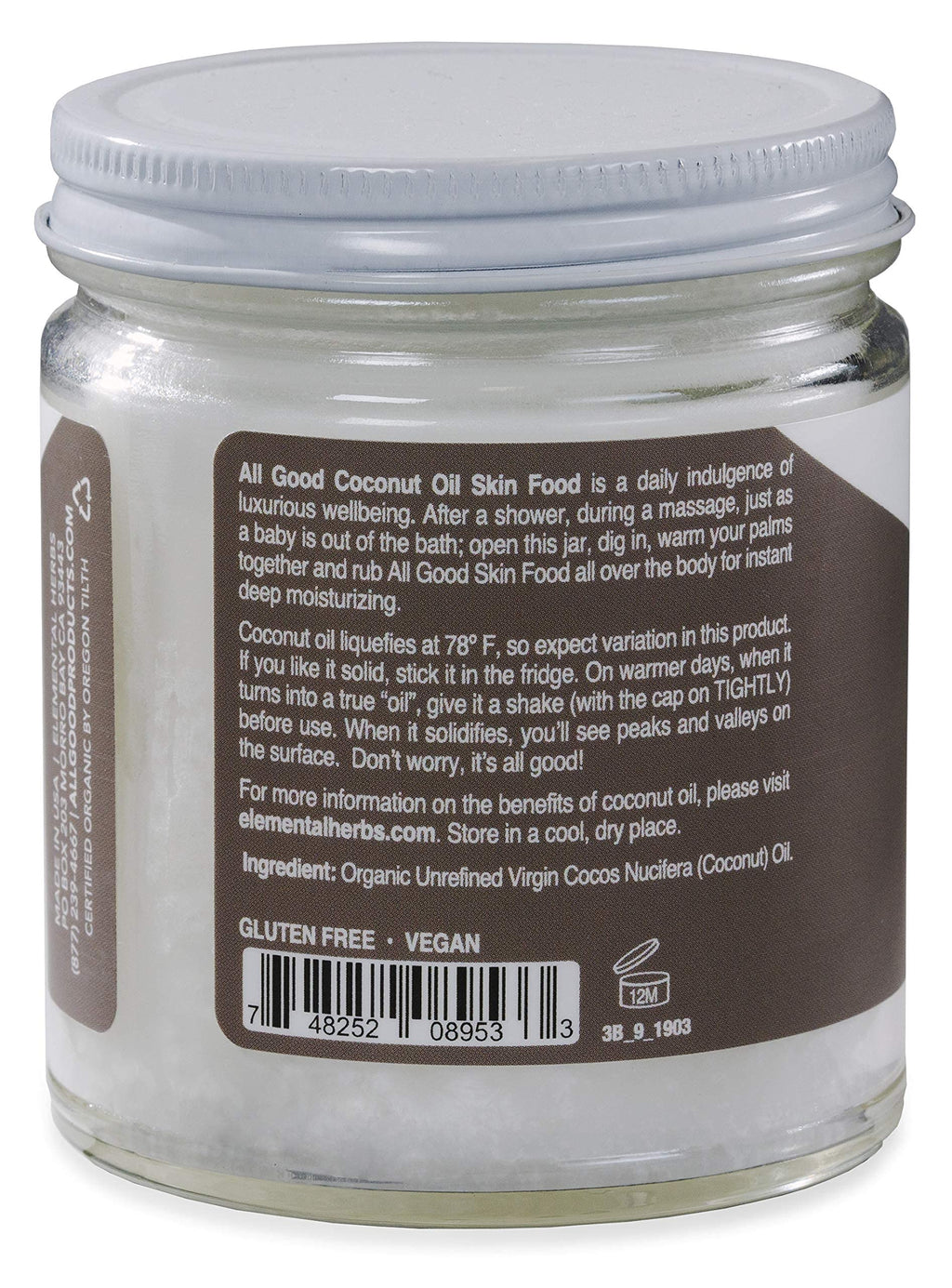 All Good Makes Everything Better Organic Coconut Oil Skin Food – Deep Moisture, Non-GMO, Vegan (2-Pack)