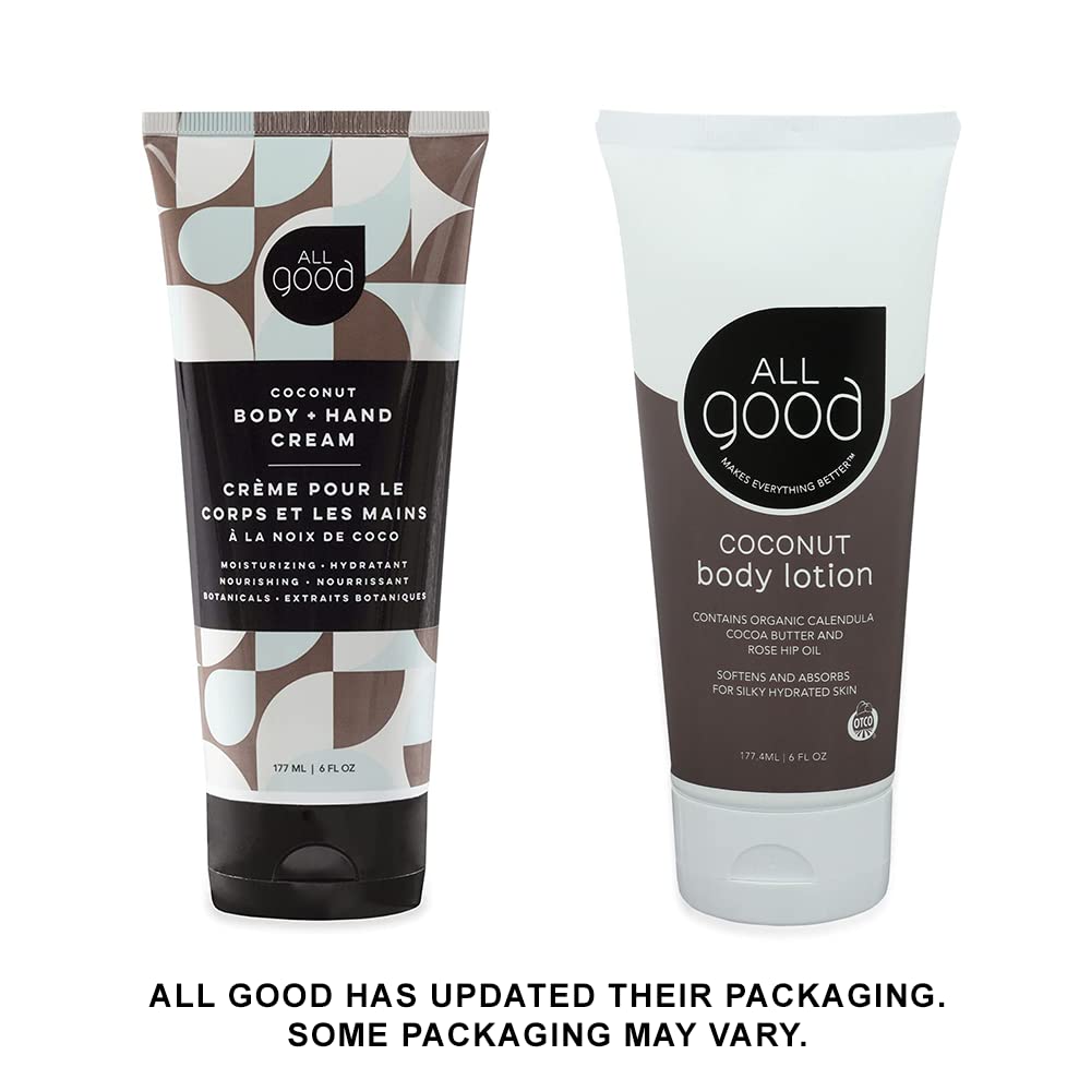 All Good Hand and Body Lotion – Organic Coconut Moisturizer for Dry Skin, 6 fl oz