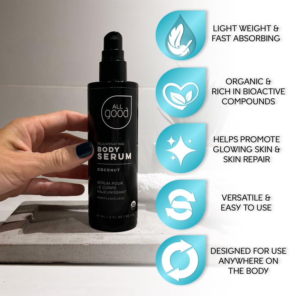 All Good Rejuvenating Body Serum – Calendula, Moringa & Sea Buckthorn | Lightweight Moisturizer | Made in USA 3oz