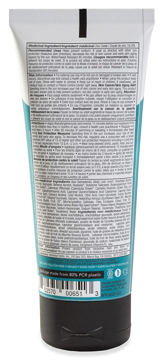 All Good Sunscreen Sport Mineral Lotion SPF 30+ for Face & Body – Reef-Friendly, Water & Sweat Resistant (3 oz)