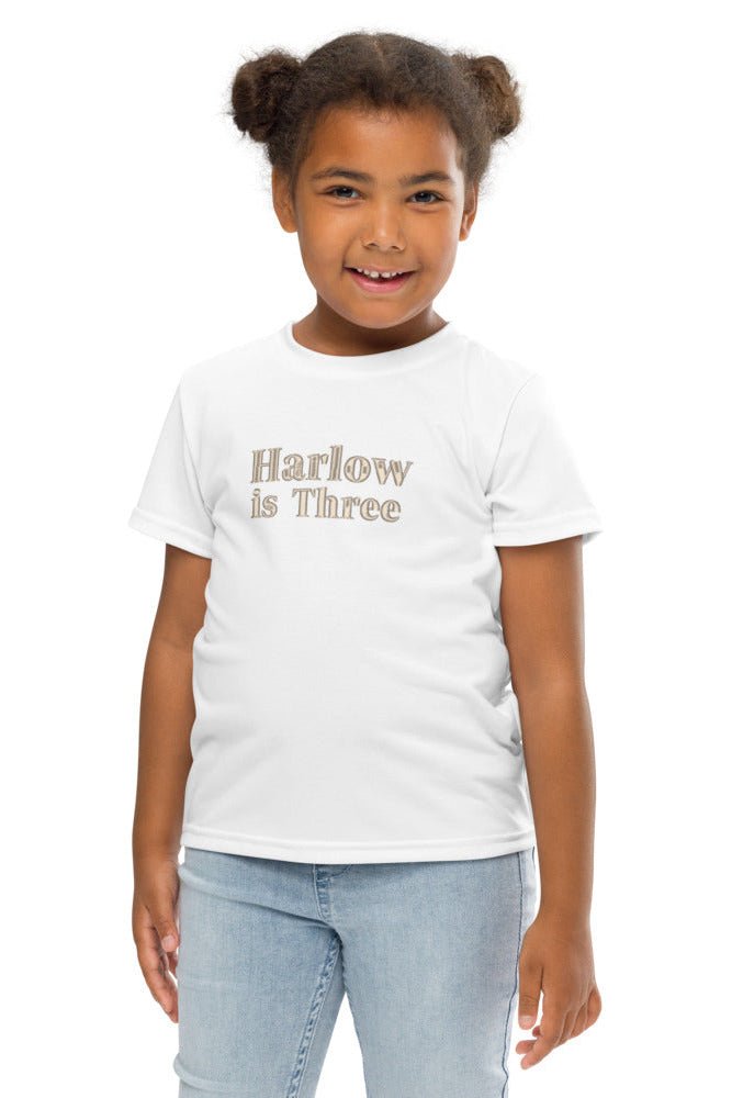 Turns Three 3rd Birthday T-Shirt Personalised Name