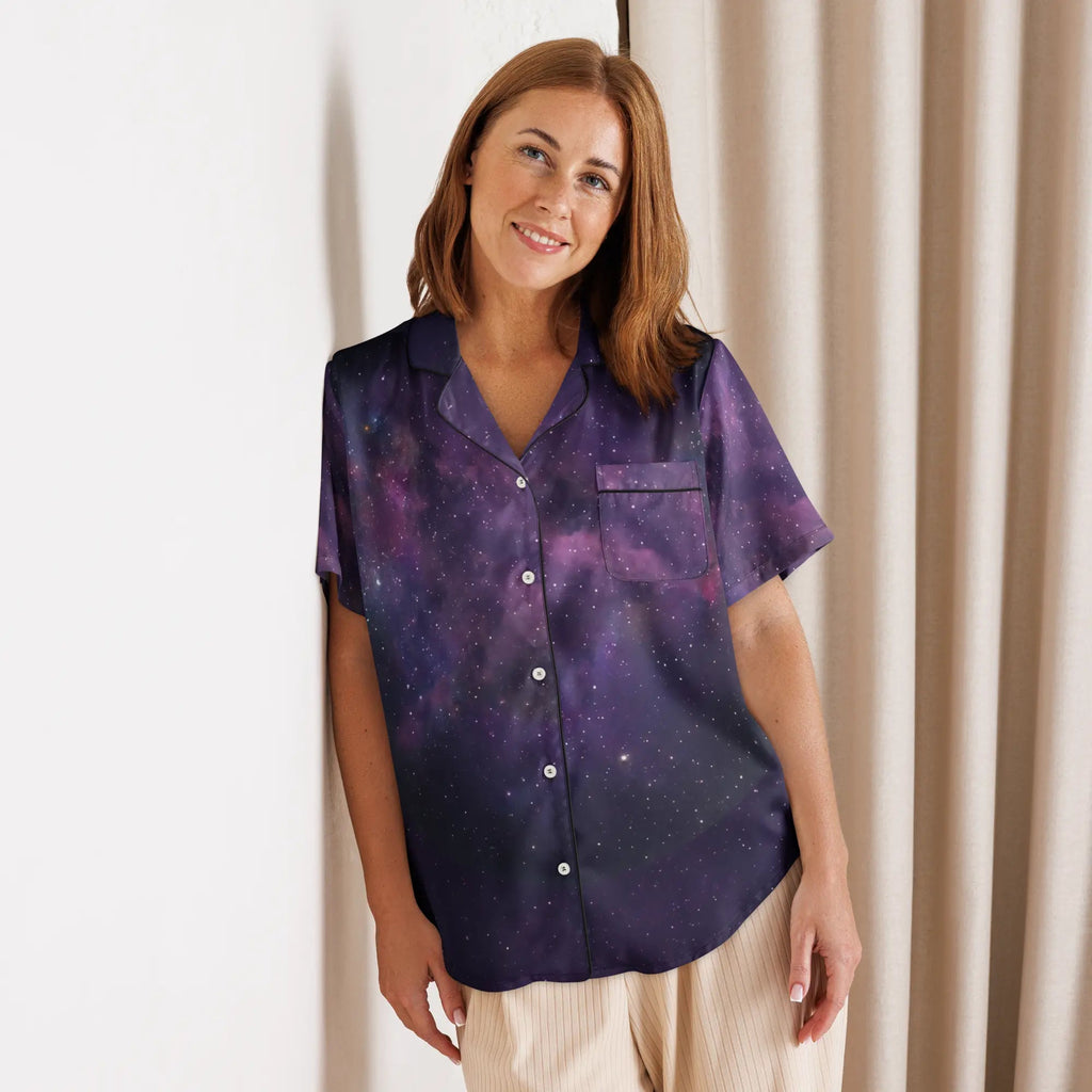 Lunar Stars women’s short sleeve pajama top