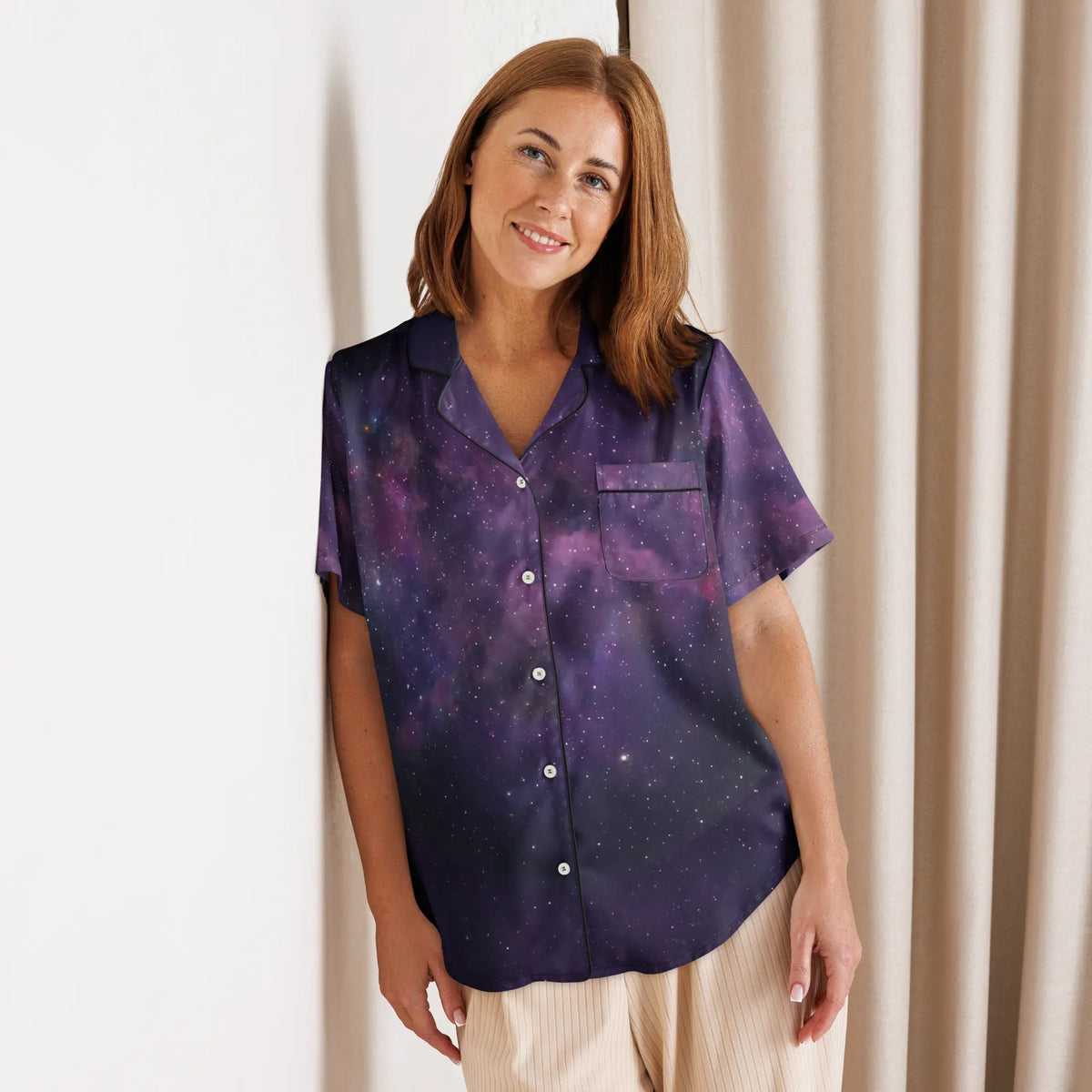 Lunar Stars women’s short sleeve pajama top