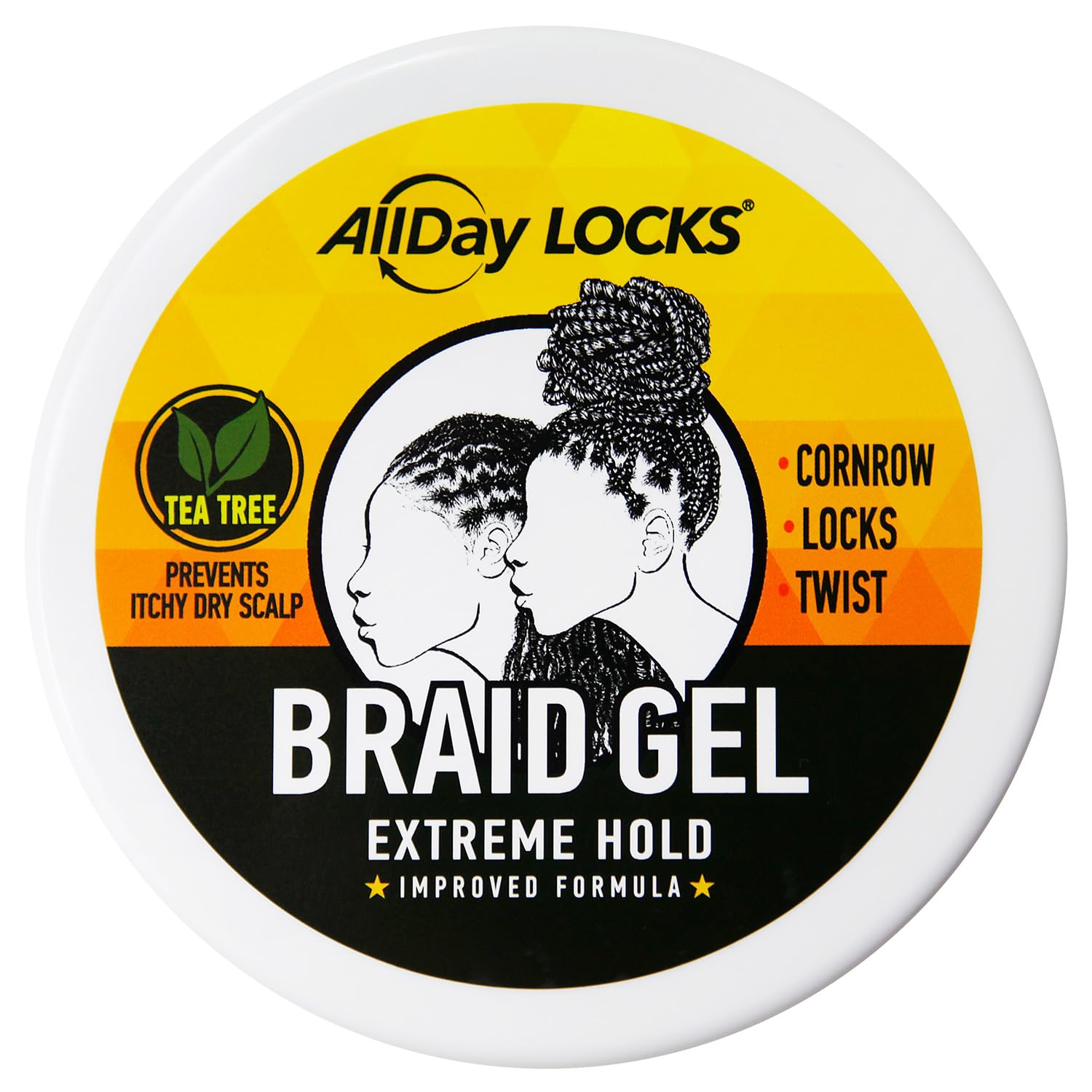 AllDay Locks Braid Gel Extreme Hold | Braiding Gel for Cornrows, Locs & Twists | 10 oz Jar