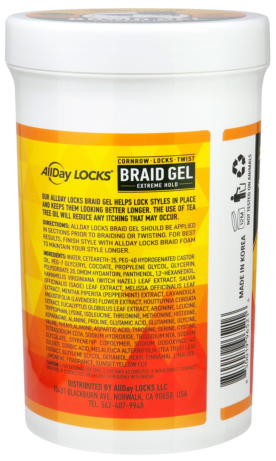 AllDay Locks Braid Gel Extreme Hold | Braiding Gel for Cornrows, Locs & Twists | 10 oz Jar
