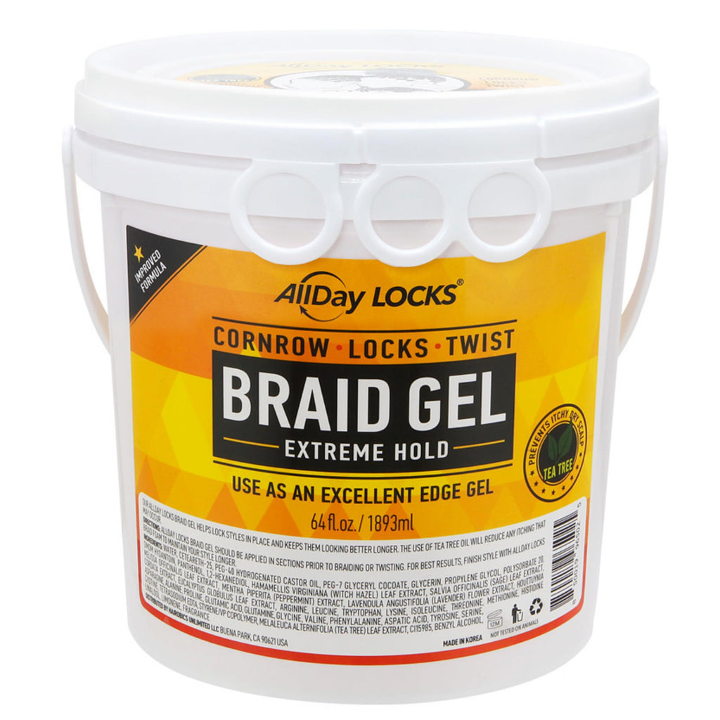 AllDay Locks Braid Gel Extreme Hold – Natural Braiding Gel for Cornrows, Locs & Twists (10 oz)