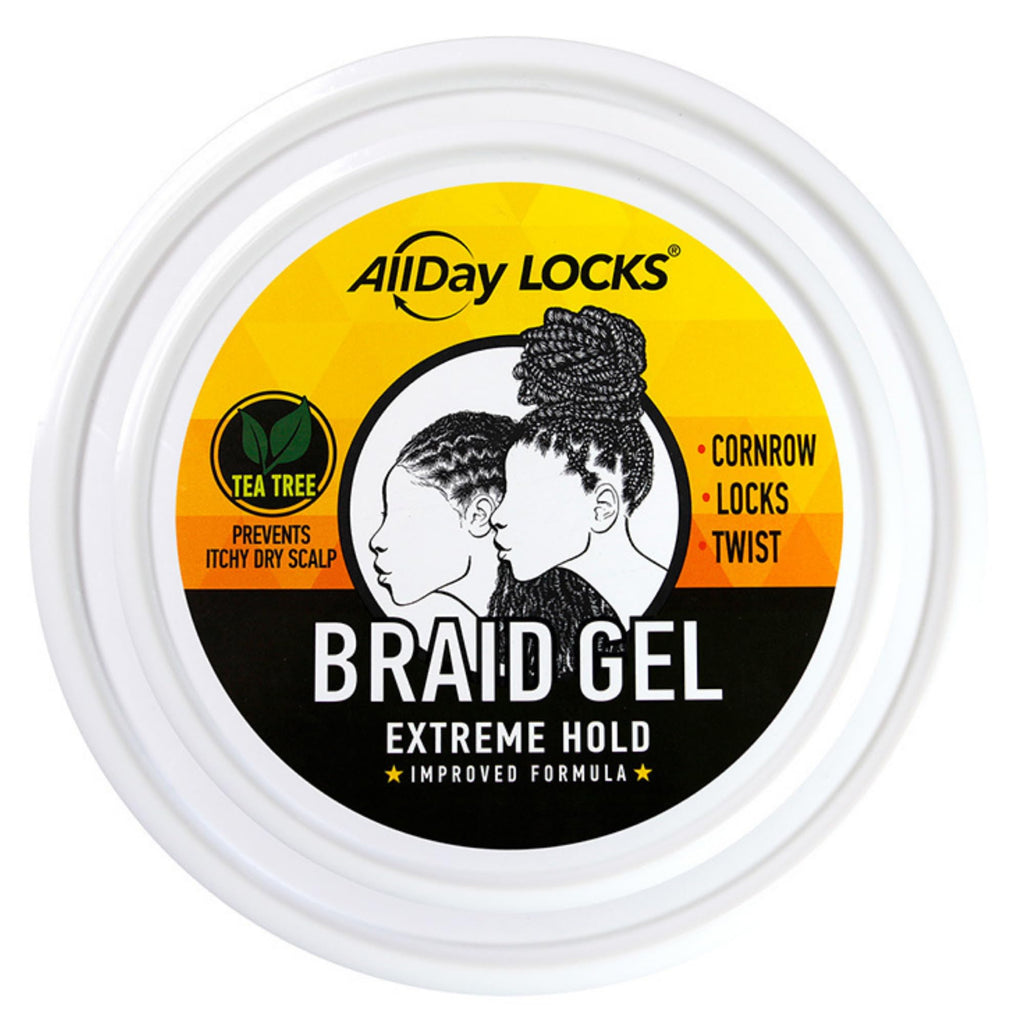 AllDay Locks Braid Gel Extreme Hold – Natural Braiding Gel for Cornrows, Locs & Twists (10 oz)
