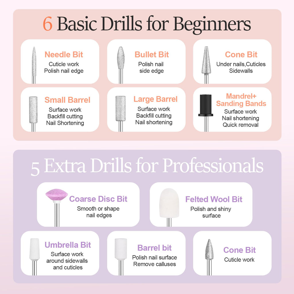 alle's 20000RPM Electric Nail Drill – Cordless Efile Kit for Acrylic & Gel Nails