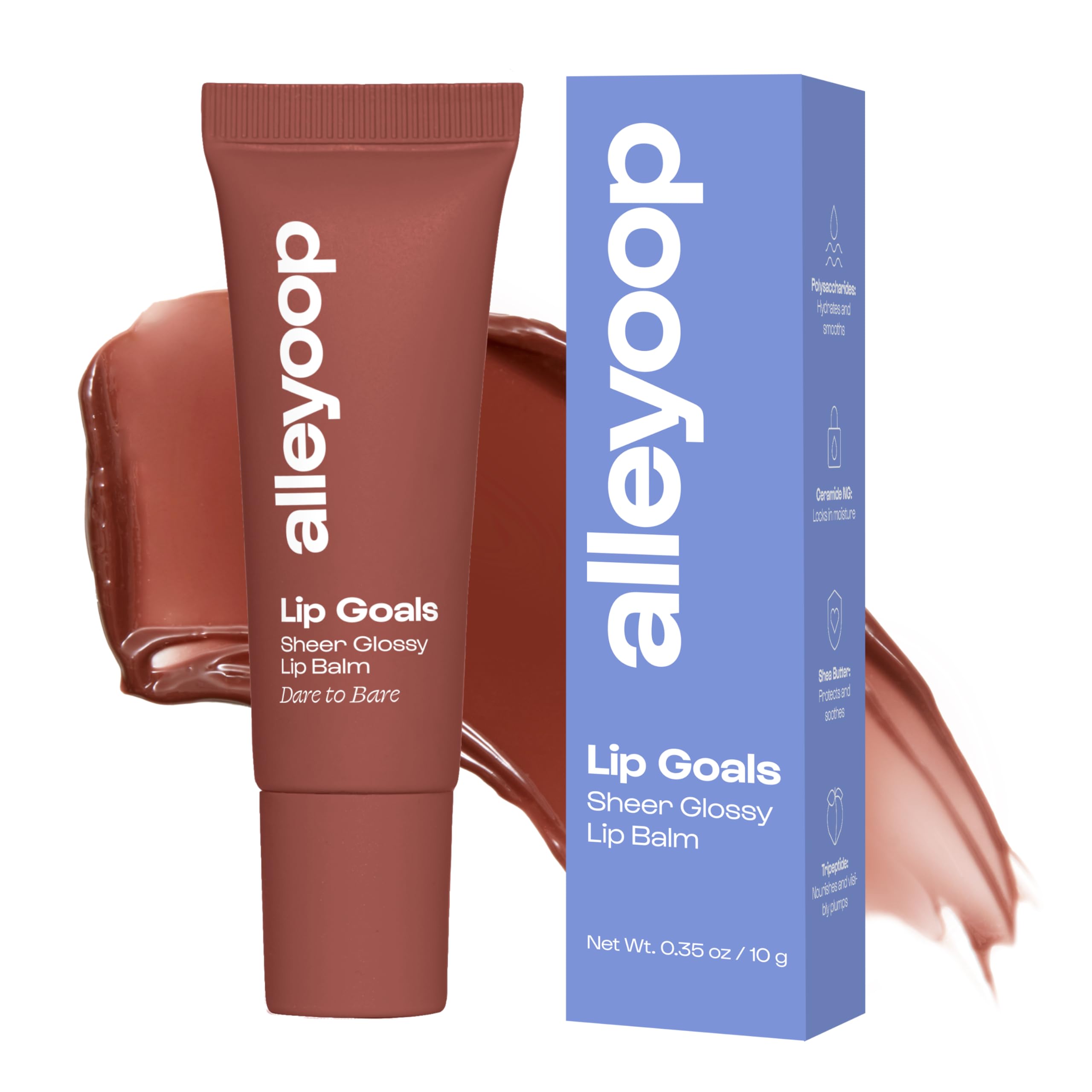 ALLEYOOP Lip Goals – Moisturizing Lip Balm with Clean Vegan Formula, Sheer Rosy Brown Tint