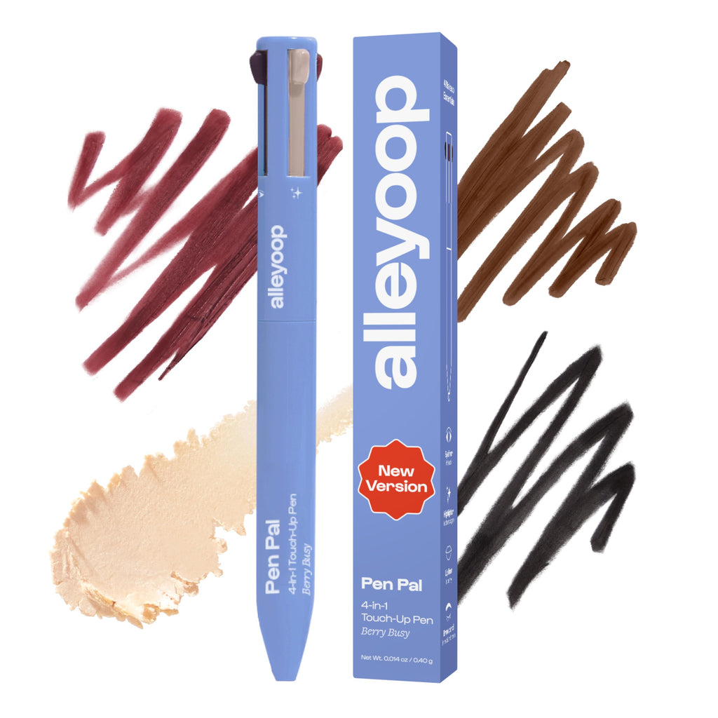 ALLEYOOP Pen Pal 4-in-1 Makeup Pen – Eyeliner, Lip Liner, Highlighter & Brow – Berry Busy (Medium - Deep)
