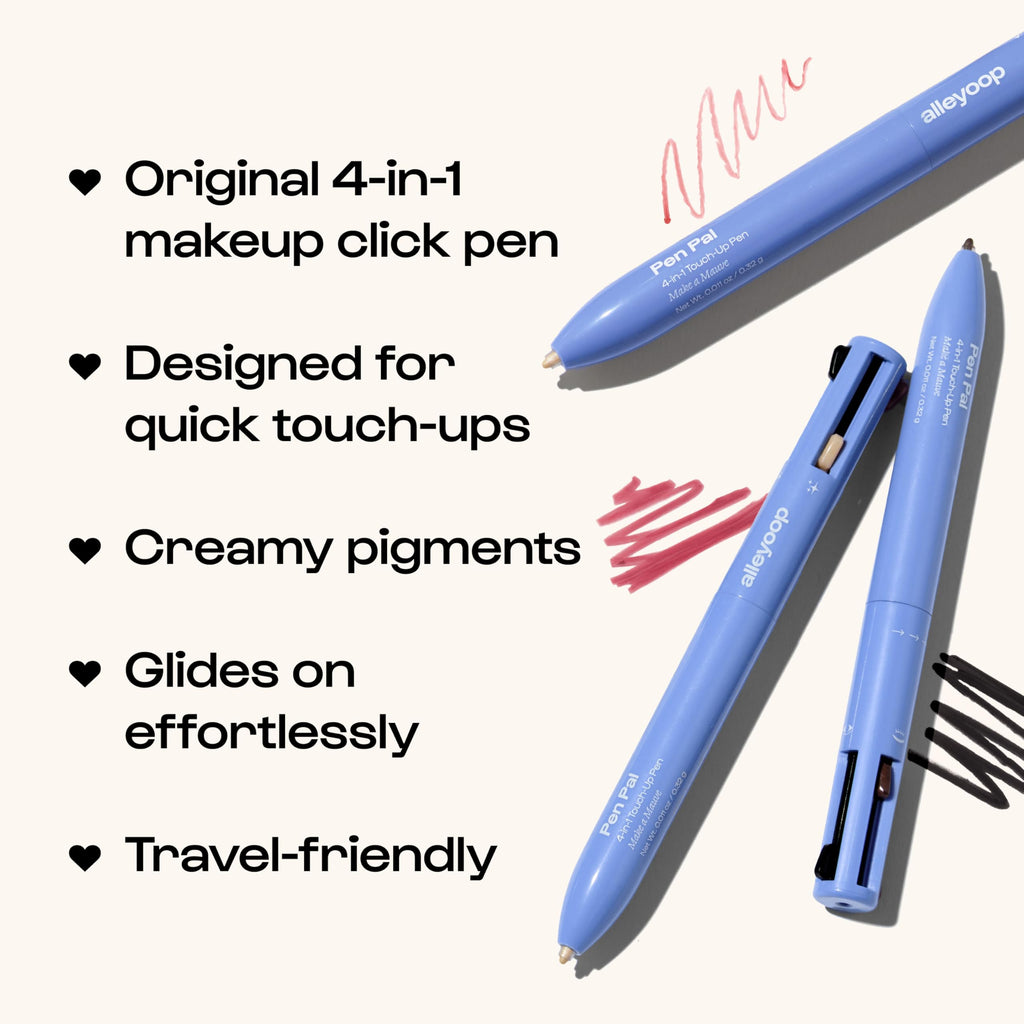 ALLEYOOP Pen Pal 4-in-1 Makeup Pen – Eyeliner, Lip Liner, Highlighter & Brow Pencil – Vegan & Cruelty-Free – Making Mauve