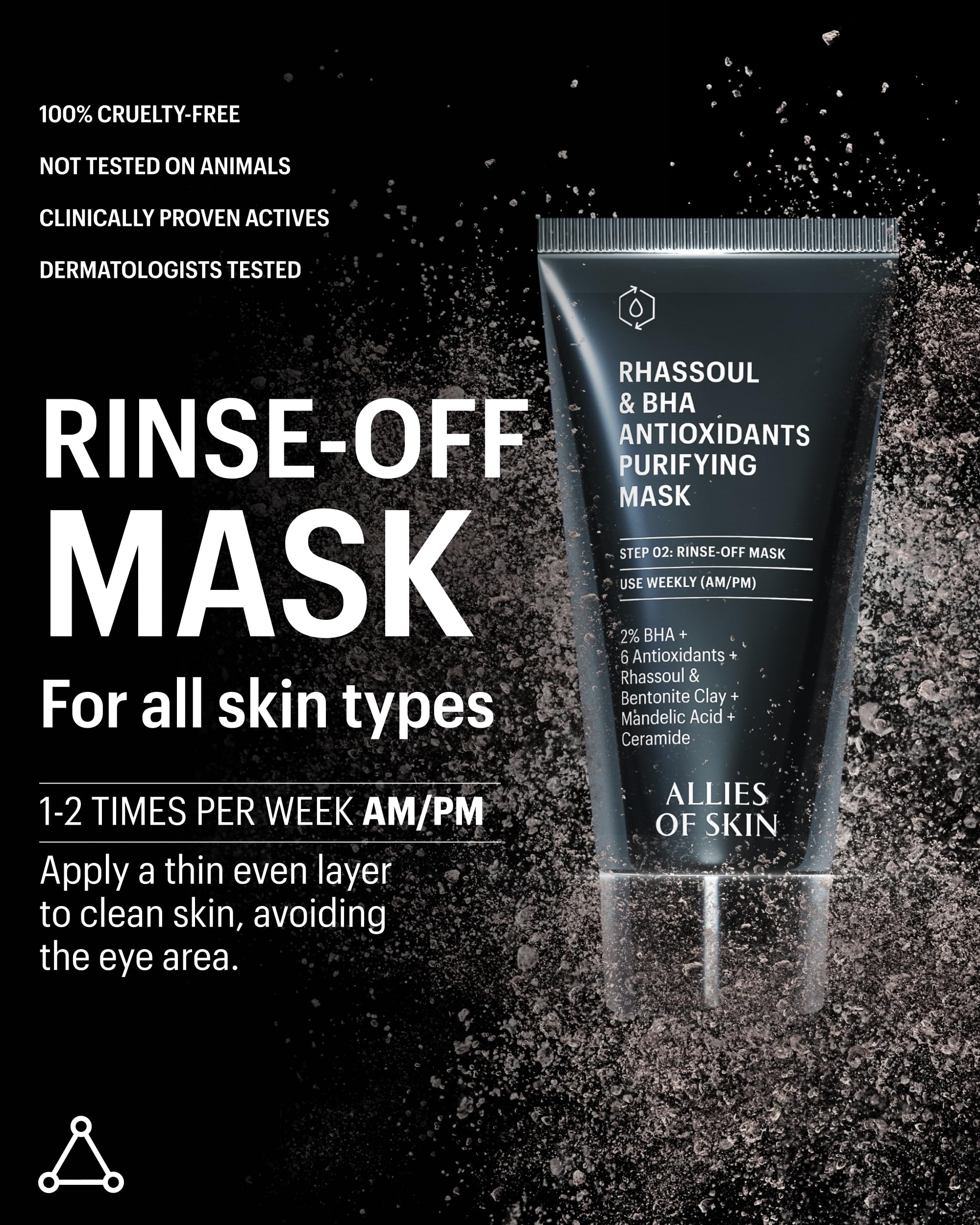 Allies of Skin 2% BHA & Rhassoul Clay Mask | Pore Clarifying Weekly Treatment (1.7 oz)