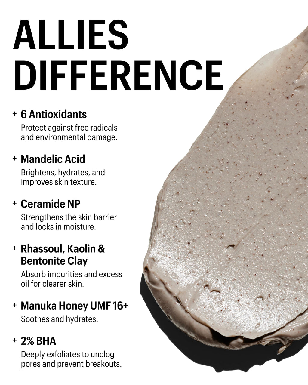 Allies of Skin 2% BHA & Rhassoul Clay Mask | Pore Clarifying Weekly Treatment (1.7 oz)