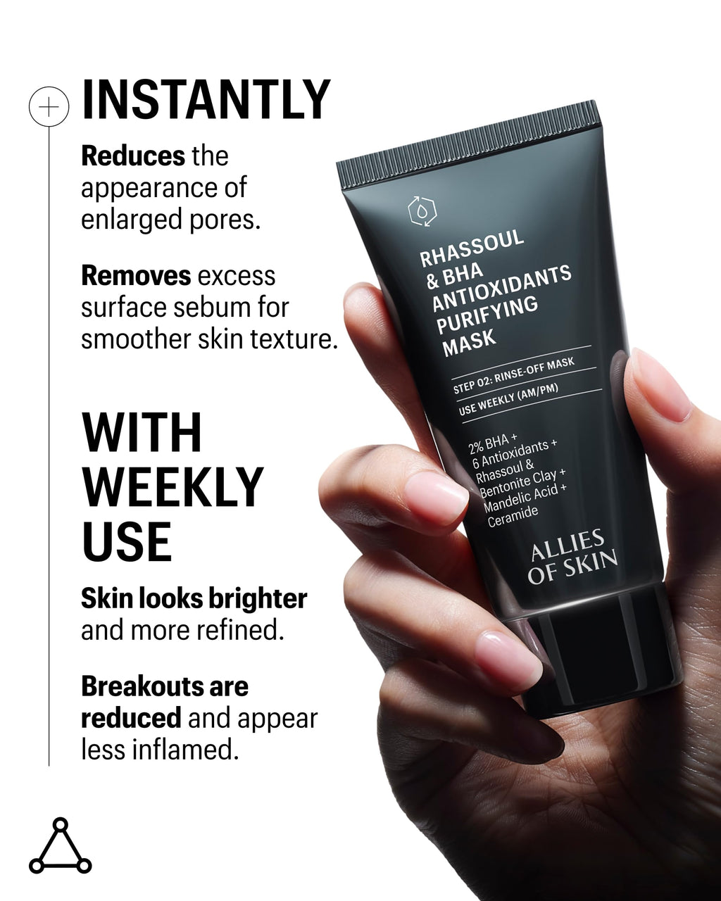 Allies of Skin 2% BHA & Rhassoul Clay Mask | Pore Clarifying Weekly Treatment (1.7 oz)