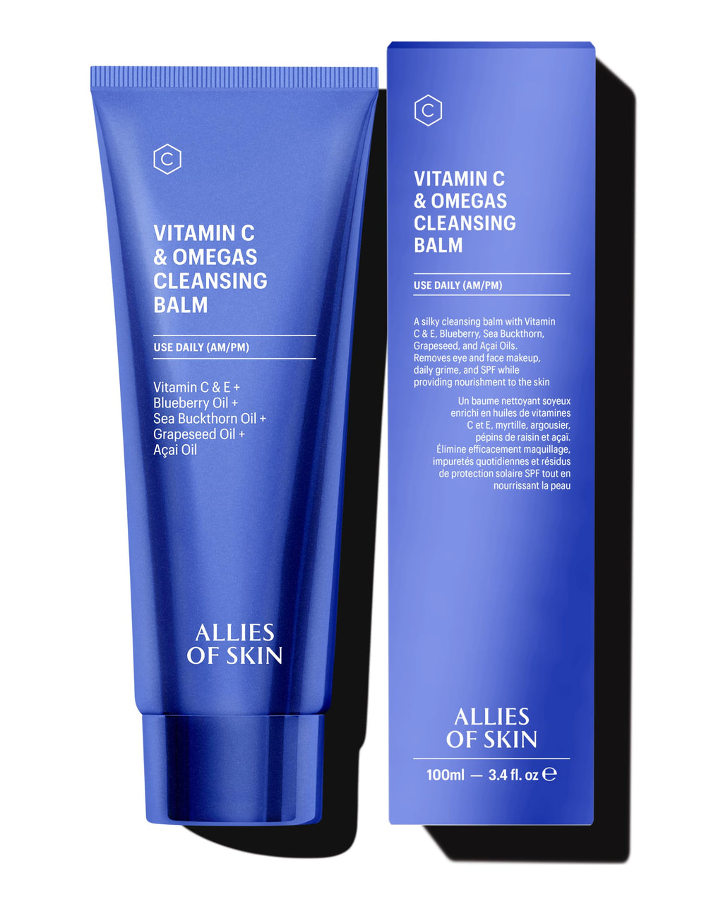 Allies of Skin Vitamin C & Omegas Cleansing Balm | Gentle Makeup Remover for Waterproof Formulas | 3.4 Fl oz