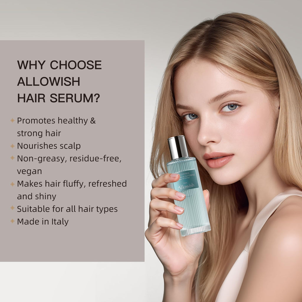 ALLOWISH Advanced Hair Serum - 95 ml Scalp Treatment for Fuller, Glossy Hair | Frizz Control & Healthy Roots