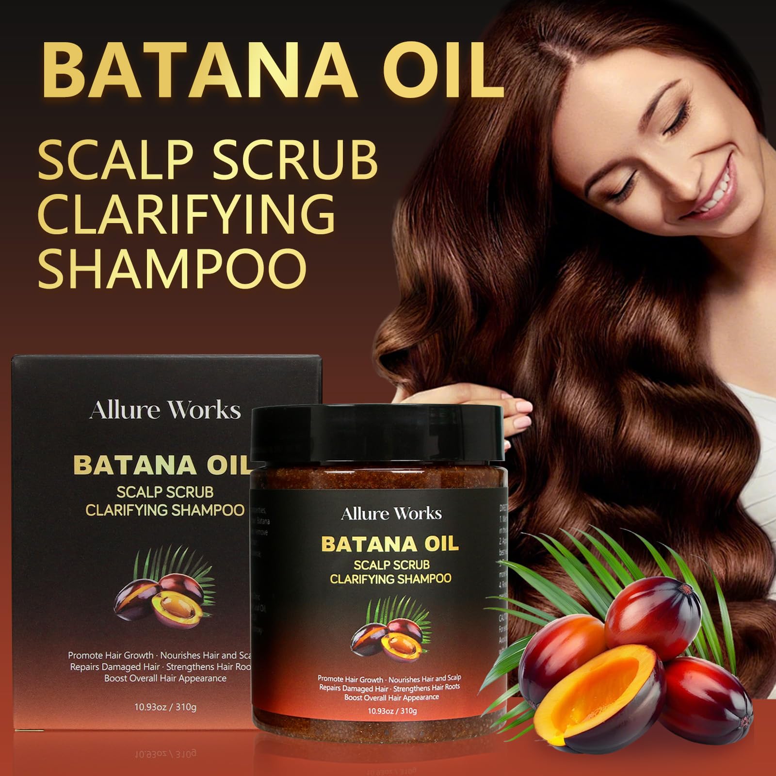 Allure Works Exfoliating Scalp Scrub & Clarifying Shampoo with Batana Oil & Rosemary – 310g