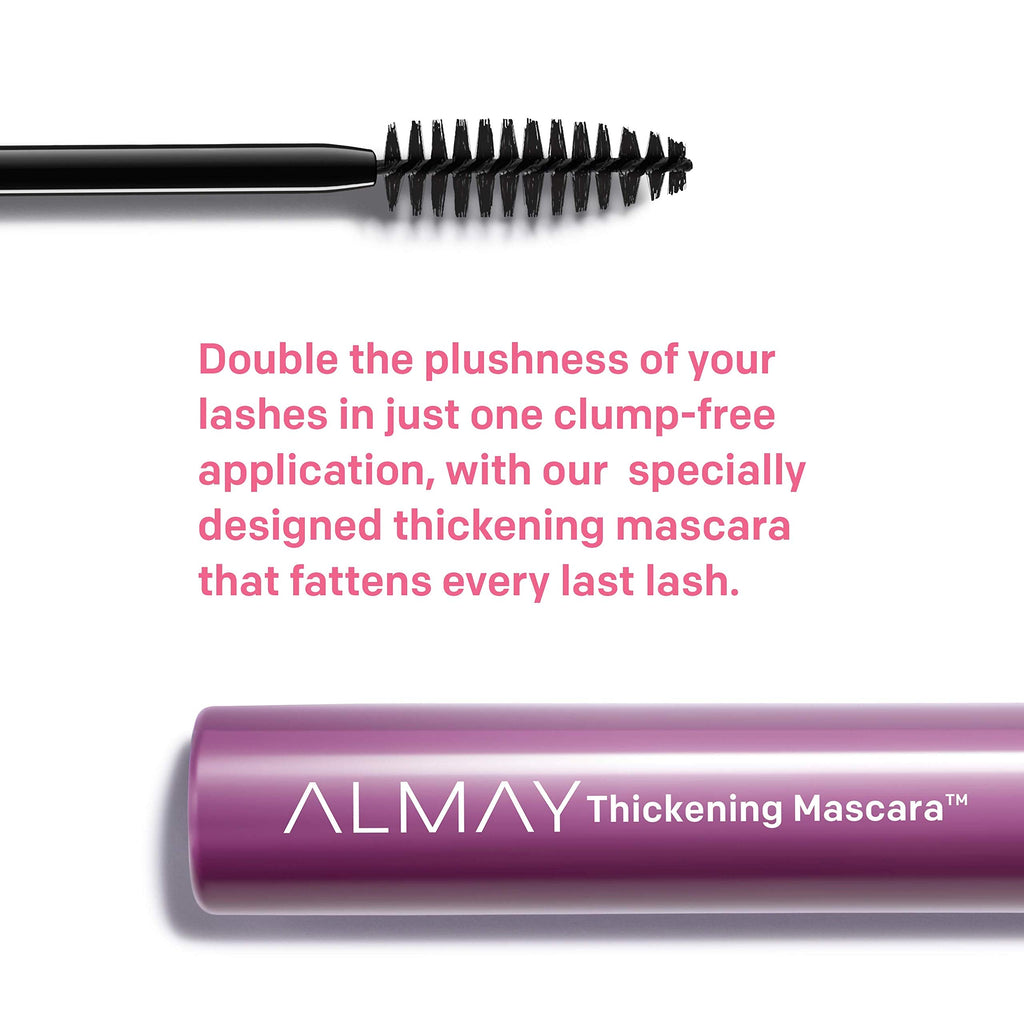 Almay Mascara Thickening, Volume & Length – Blackest Black, Aloe + Vitamin B5, Hypoallergenic, Ophthalmologist Tested