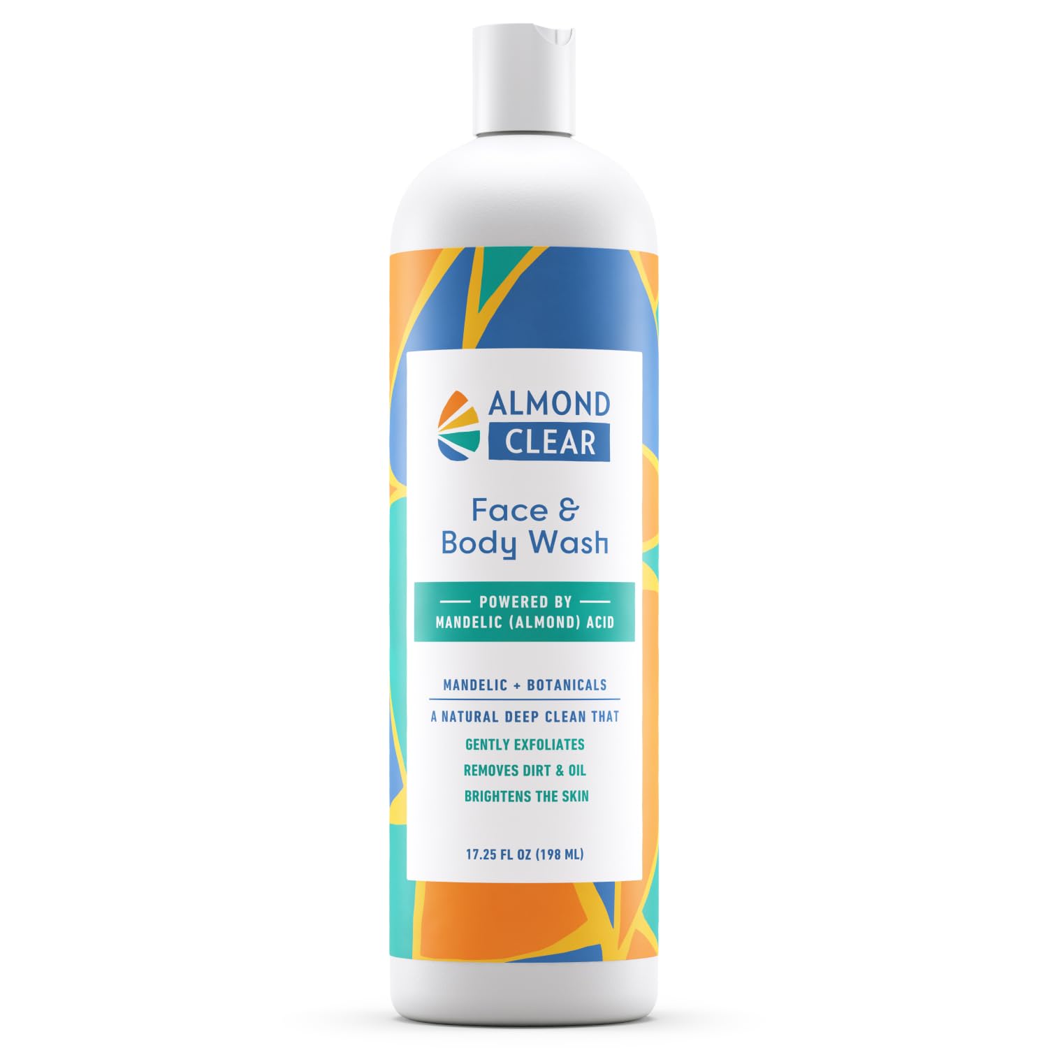 Almond Clear Face & Body Wash – Gentle Mandelic Acid Cleanser for Acne & Folliculitis, 17.25 oz