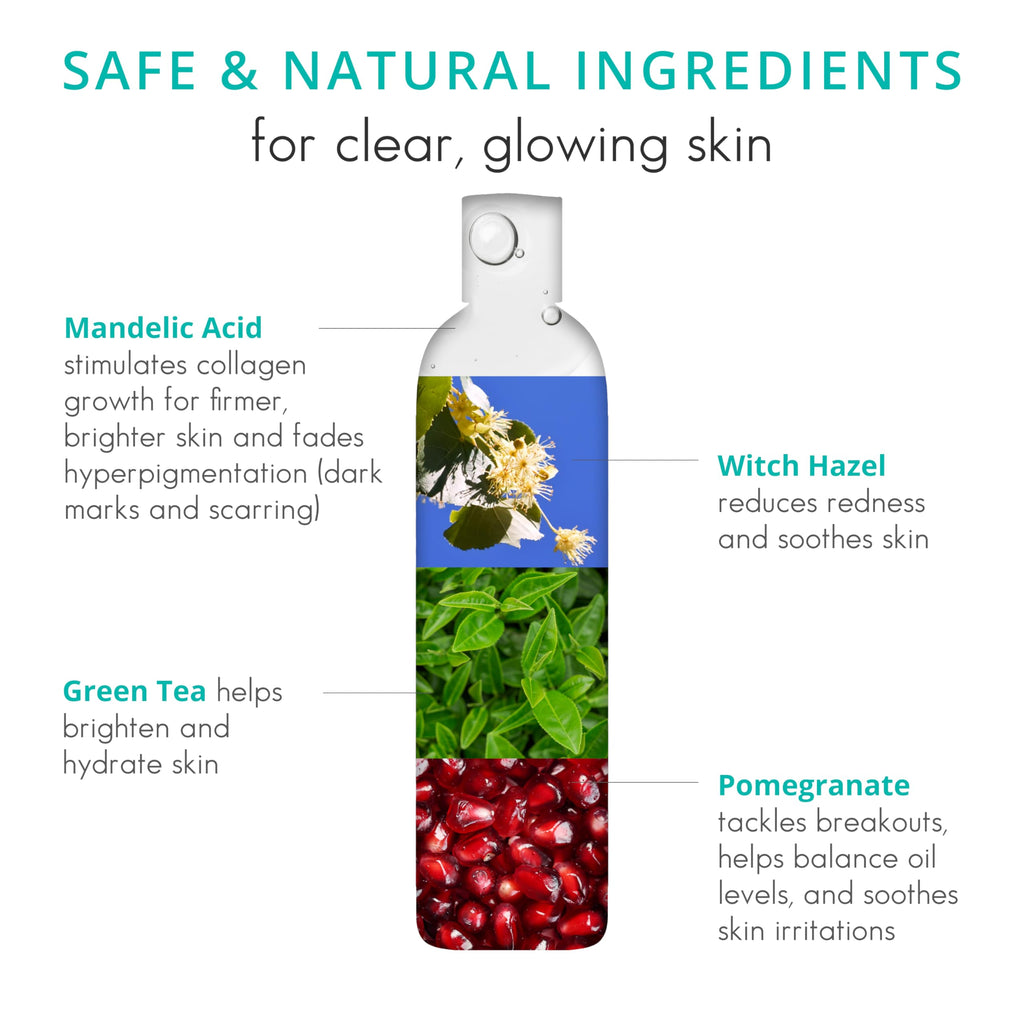 Almond Clear Face & Body Wash – Gentle Mandelic Acid Cleanser for Acne & Folliculitis, 17.25 oz
