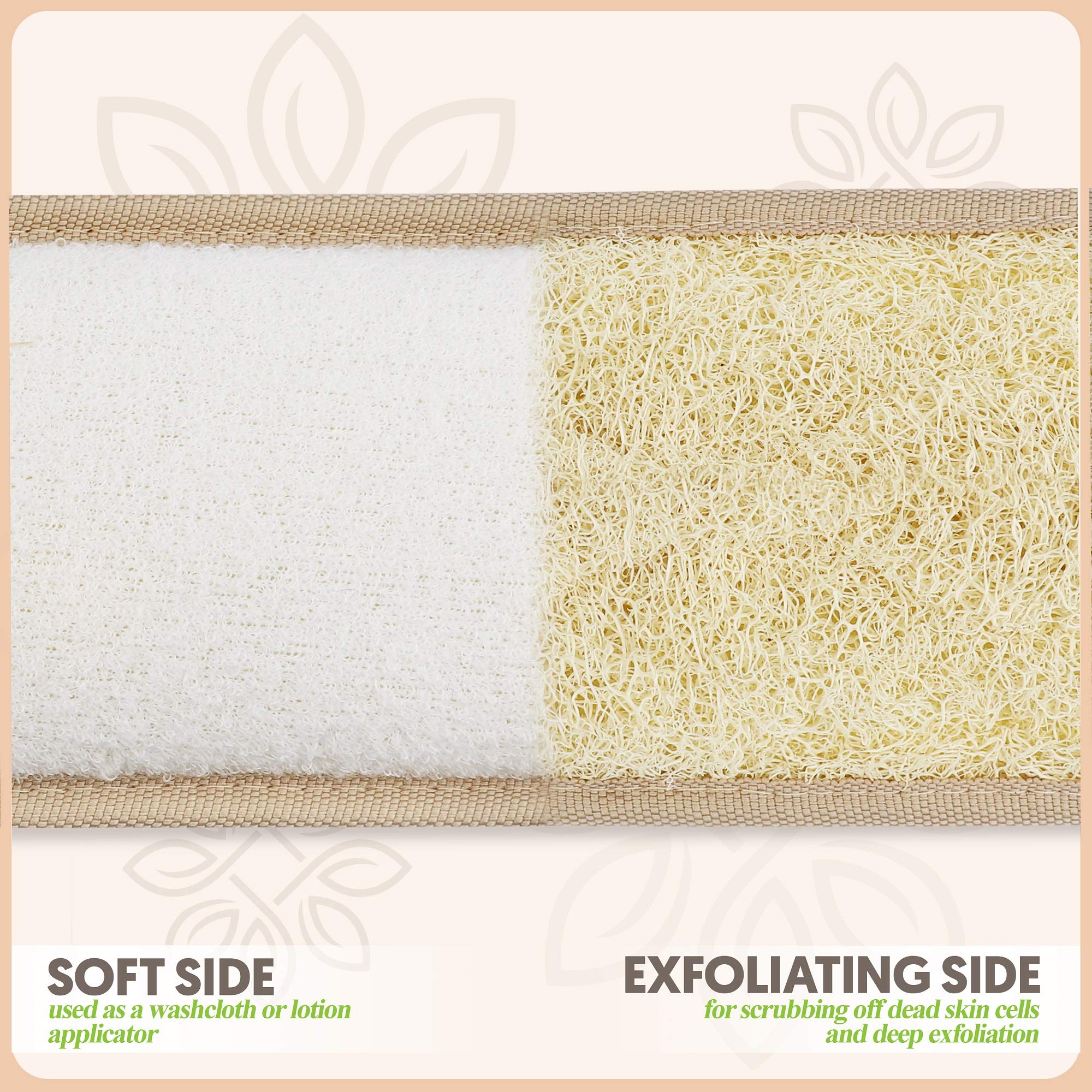 ALMOONI Natural Egyptian Loofah Back Scrubber — 38in Long Exfoliating Shower Tool