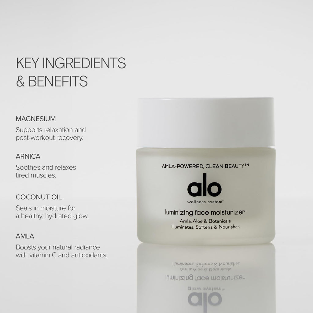 Alo Luminizing Face Moisturizer | Lightweight Hydration with Squalane, Sweet Almond & Vitamin E | 2 fl oz