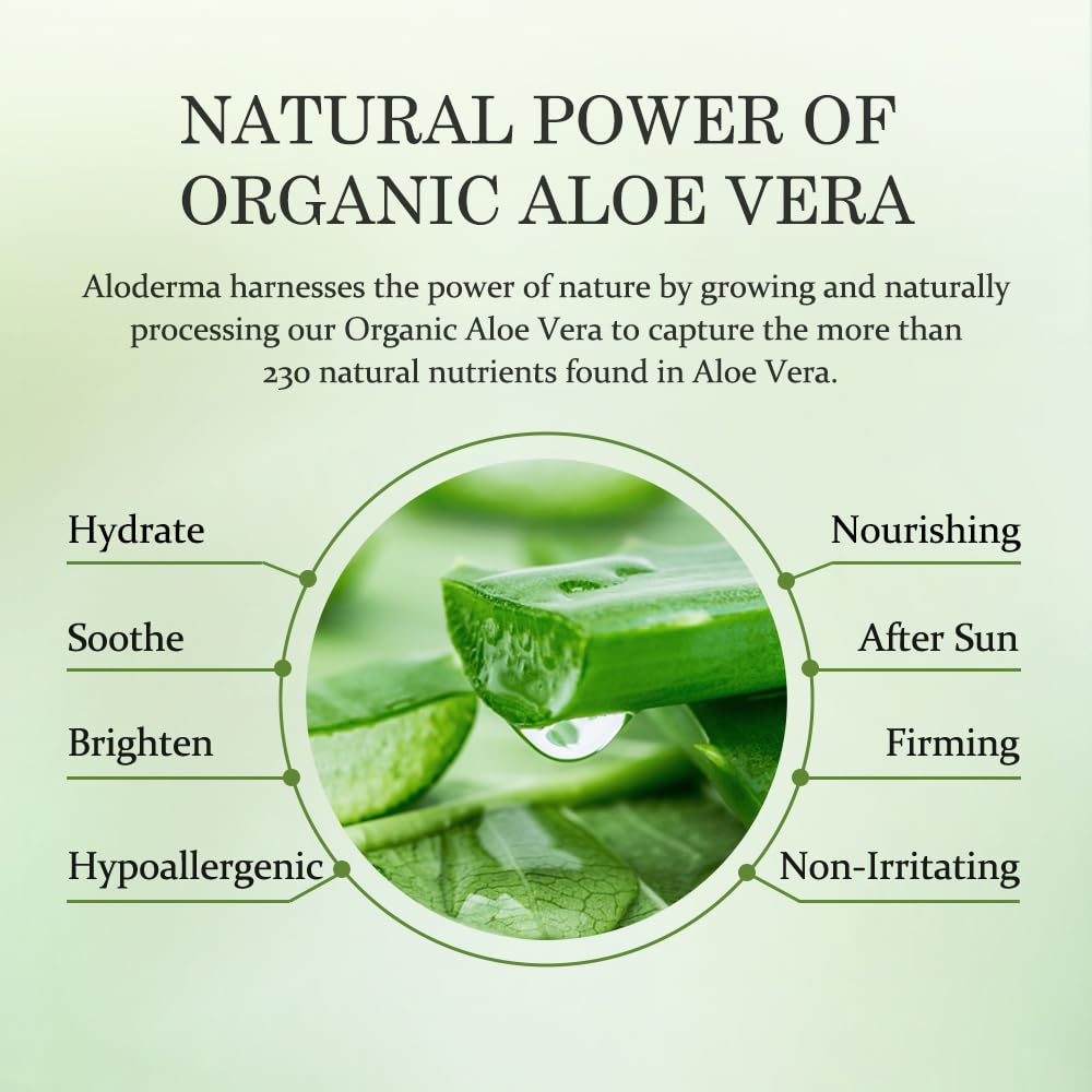 Aloderma Aloe Vera Gel + Tea Tree Oil — 3 x 10.6 oz Organic Aloe for Skin, Hair, Face & Aftershave