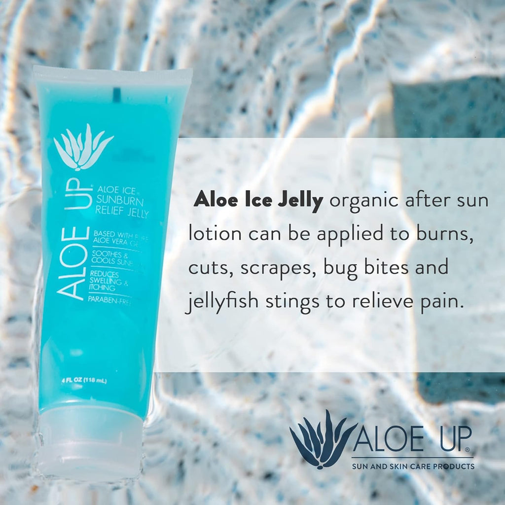 ALOE UP Ice Sunburn Relief Jelly – Pure Aloe Vera Gel for Adults & Kids, Face & Body, 4 Oz (2-Pack)