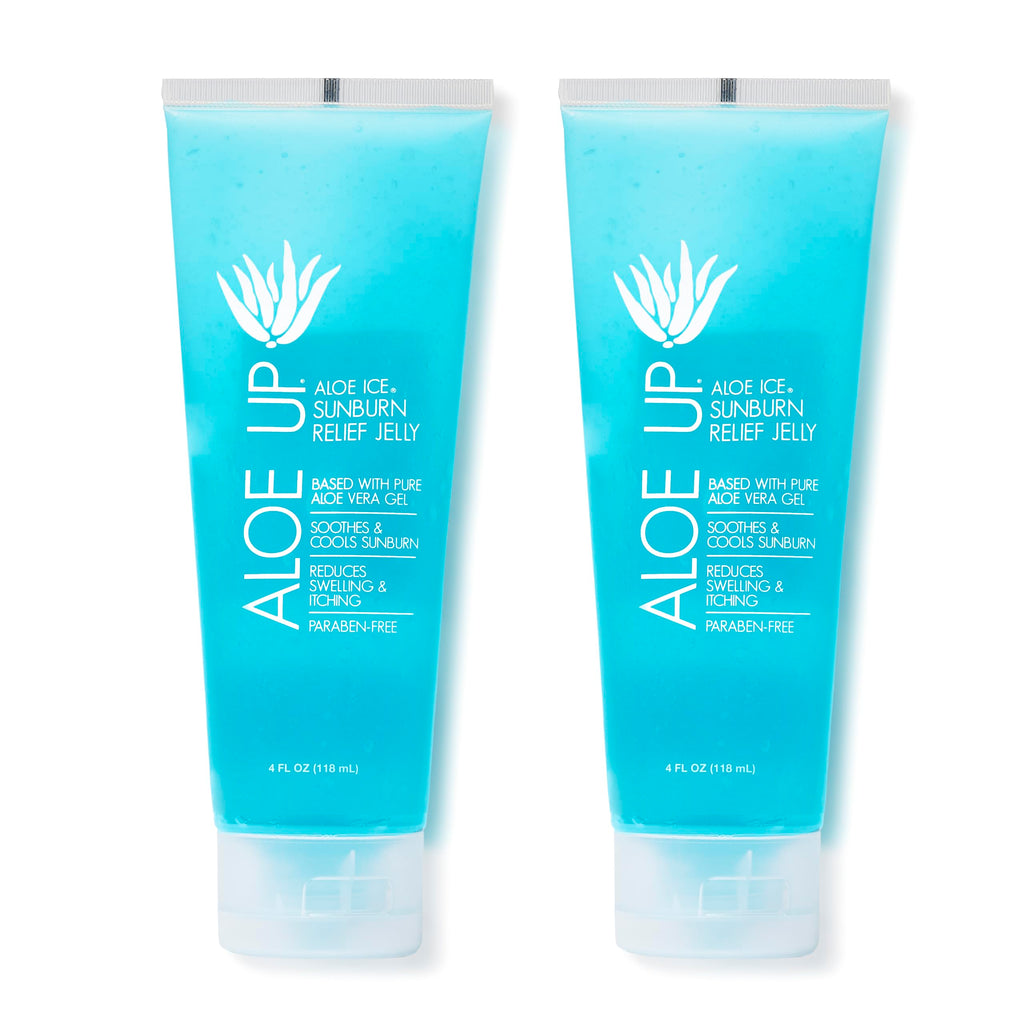ALOE UP Ice Sunburn Relief Jelly – Pure Aloe Vera Gel for Adults & Kids, Face & Body, 4 Oz (2-Pack)