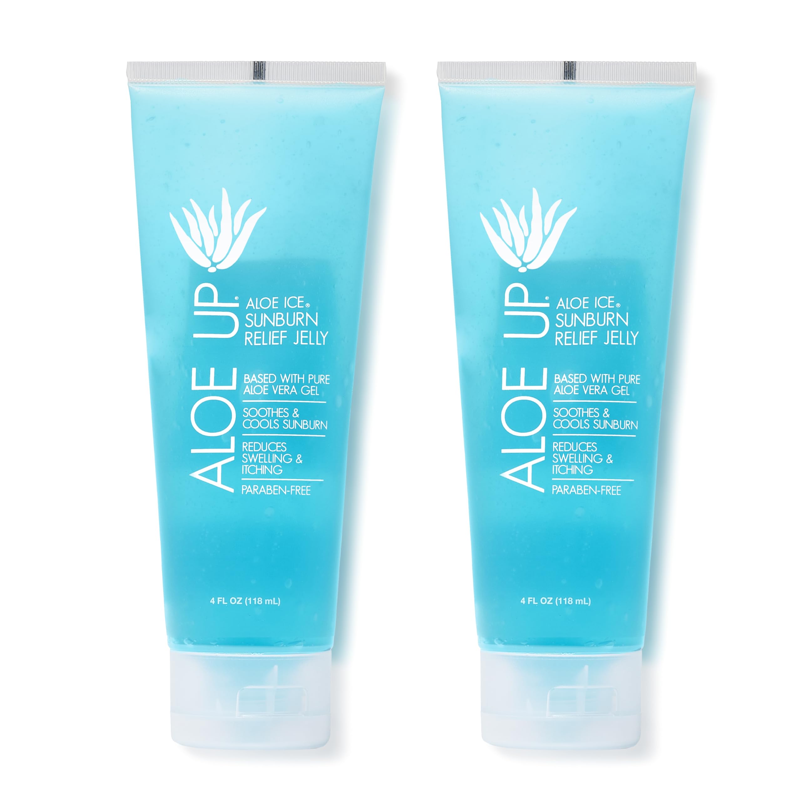 ALOE UP Ice Sunburn Relief Jelly – Pure Aloe Vera Gel for Adults & Kids, Face & Body, 4 Oz (2-Pack)