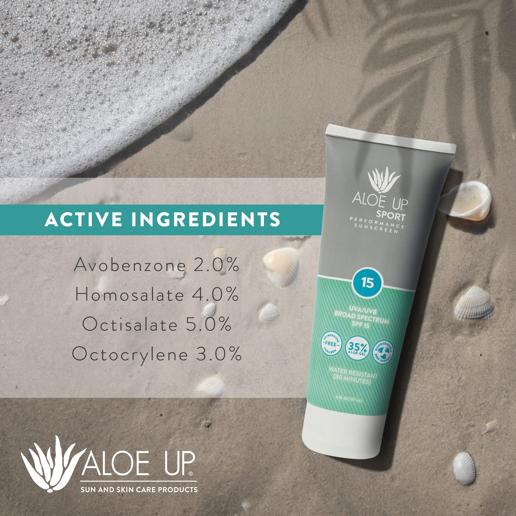 Aloe Up Sport Sunscreen Lotion SPF 15 – Broad Spectrum, Non-Greasy, Fragrance-Free