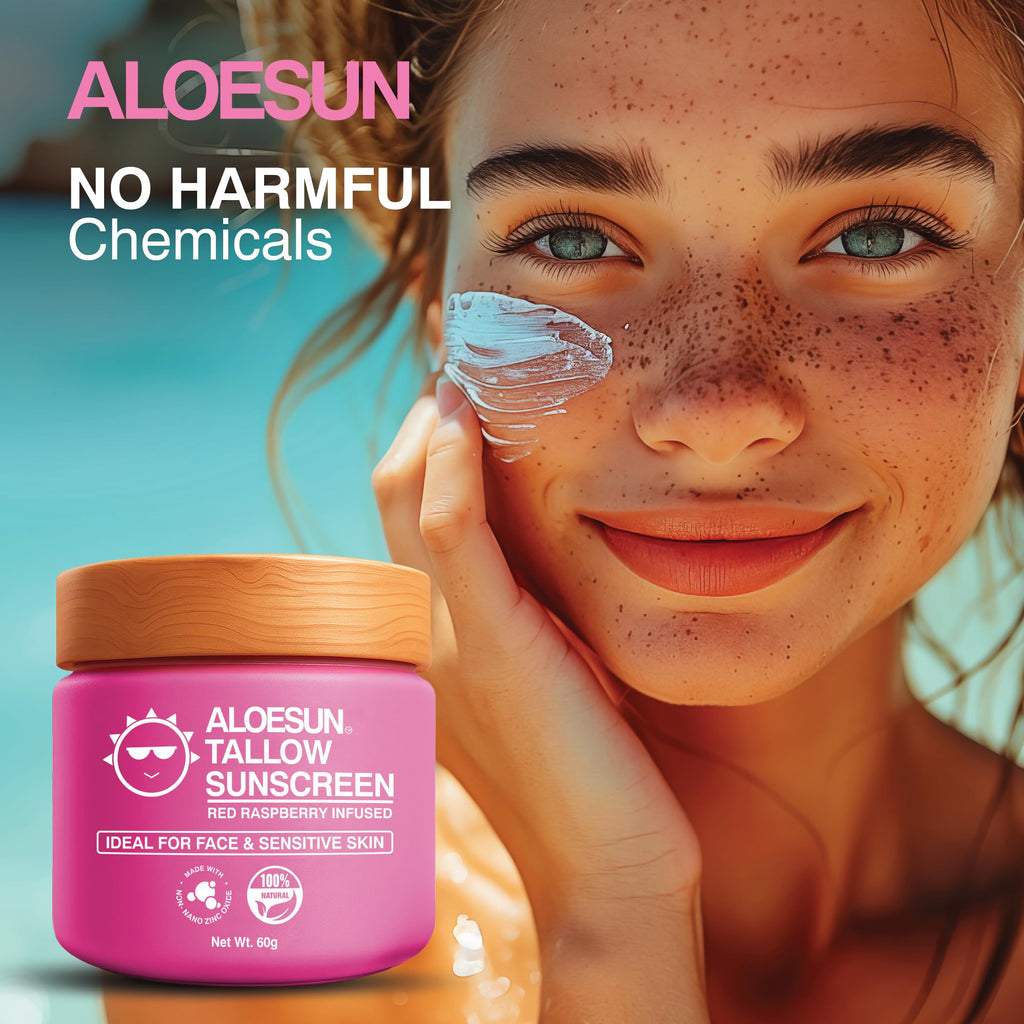 ALOESUN Organic Beef Tallow Sunscreen SPF 30 – Reef-Safe, Non-Nano Zinc Oxide, Travel Size 2.12 oz