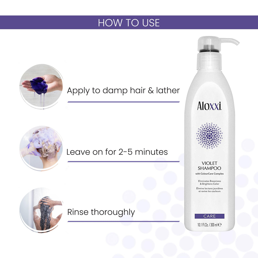 ALOXXI Violet Shampoo for Blonde & Silver Hair — Neutralizes Brassiness & Enhances Luminousity | Paraben & Sulfate Free