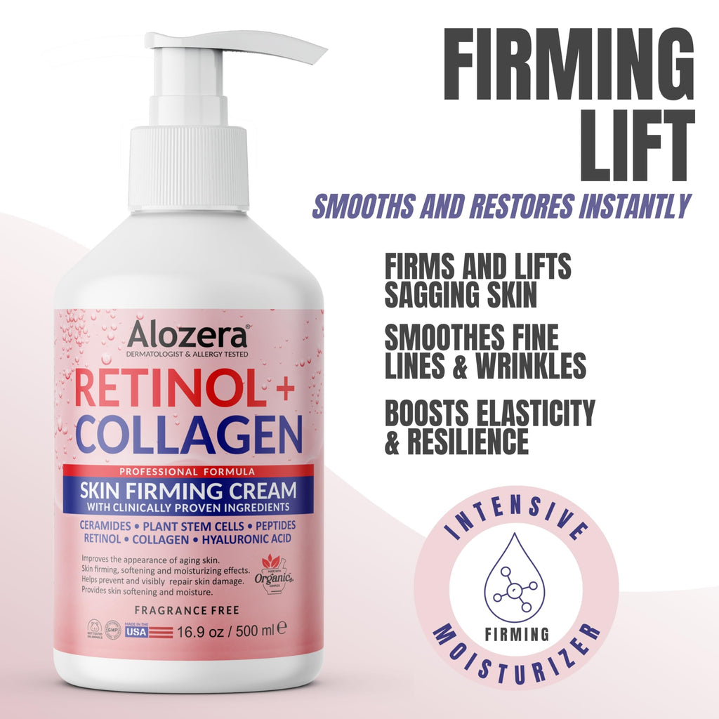 Alozera Skin Firming Retinol Collagen Body Lotion with Stem Cells – 2-Pack (Fragrance-Free)
