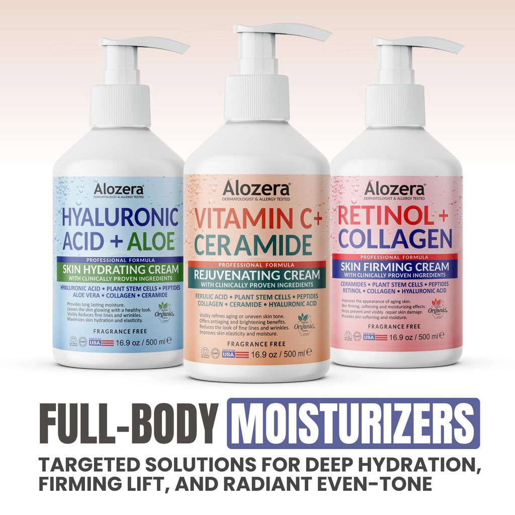 Alozera Vitamin C Body Lotion with Ceramides & Stem Cells — Fragrance-Free, 2×16.9 oz