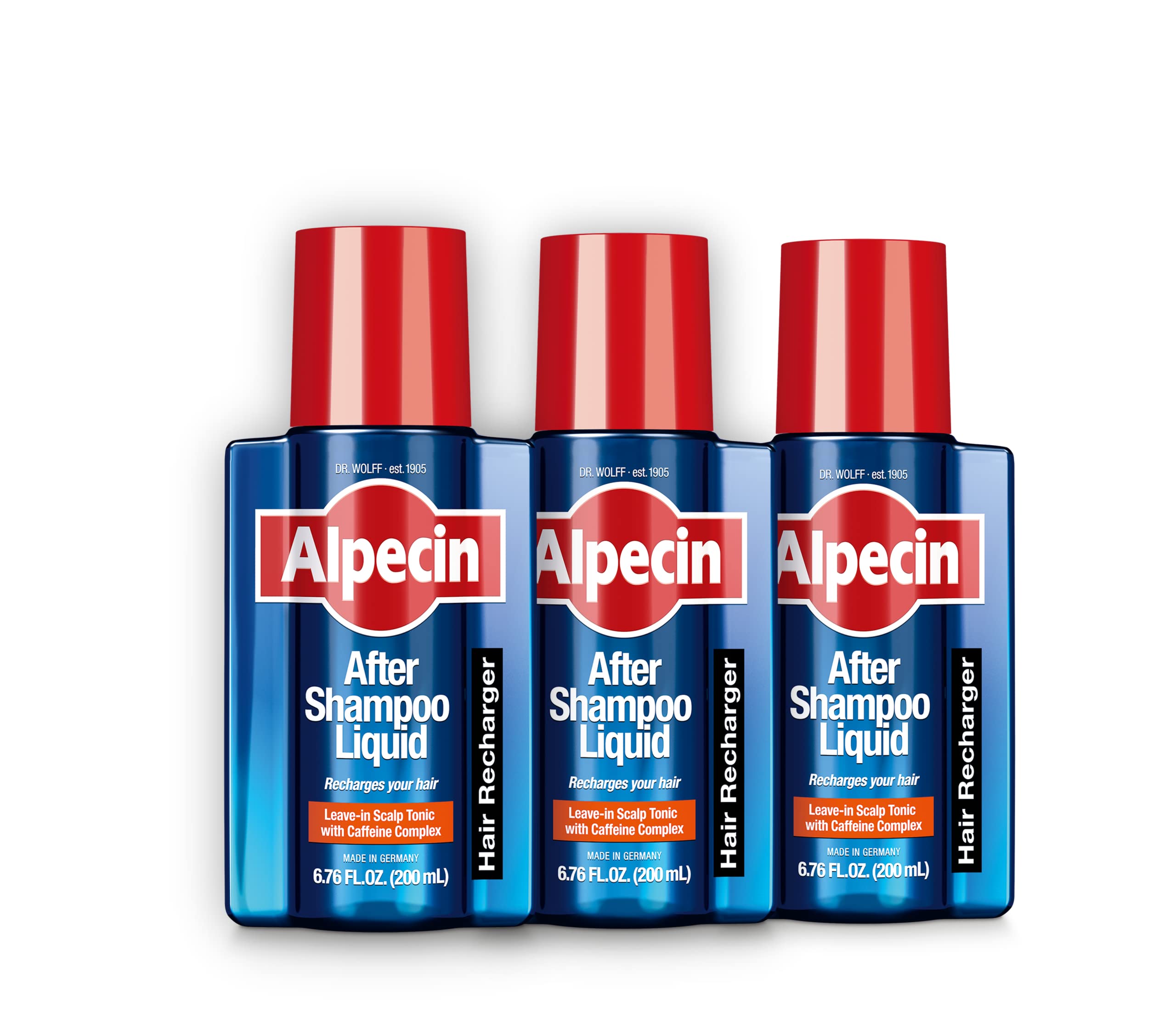 Alpecin After Shampoo Liquid 6.76 fl oz (Pack of 3) | Caffeine Scalp Tonic for Thinning Hair | Sulfate-Free Formula