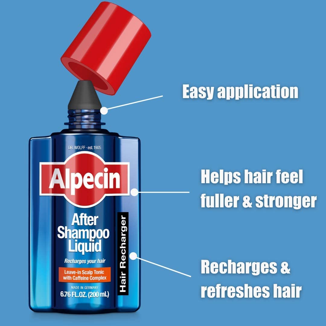 Alpecin After Shampoo Liquid 6.76 fl oz (Pack of 3) | Caffeine Scalp Tonic for Thinning Hair | Sulfate-Free Formula