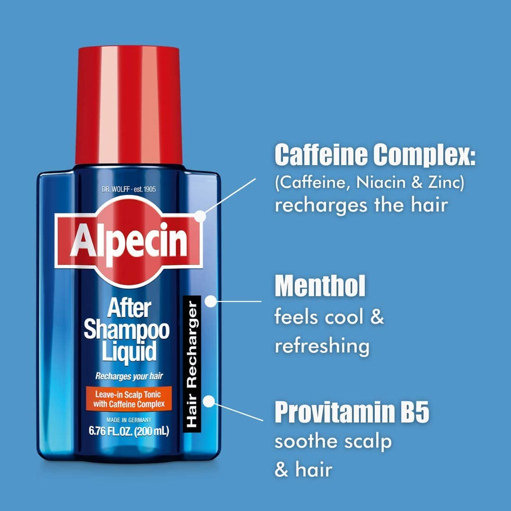 Alpecin After Shampoo Liquid 6.76 fl oz (Pack of 3) | Caffeine Scalp Tonic for Thinning Hair | Sulfate-Free Formula