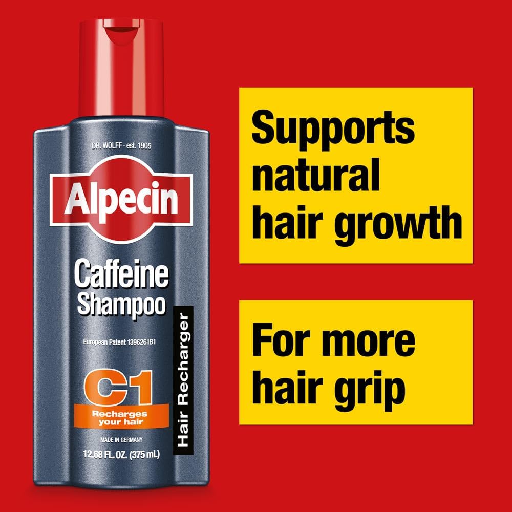 Alpecin C1 Caffeine Shampoo – 12.68 fl oz (Pack of 2) for Natural Hair Growth & Thickness