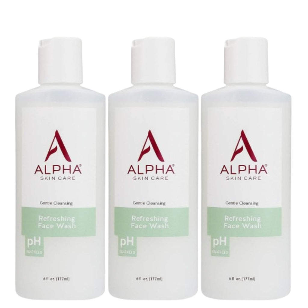 Alpha Skin Care Refreshing Face Wash – Gentle Soap-Free with Citric AHA, pH-Balancing (Pack of 3, 6 oz)