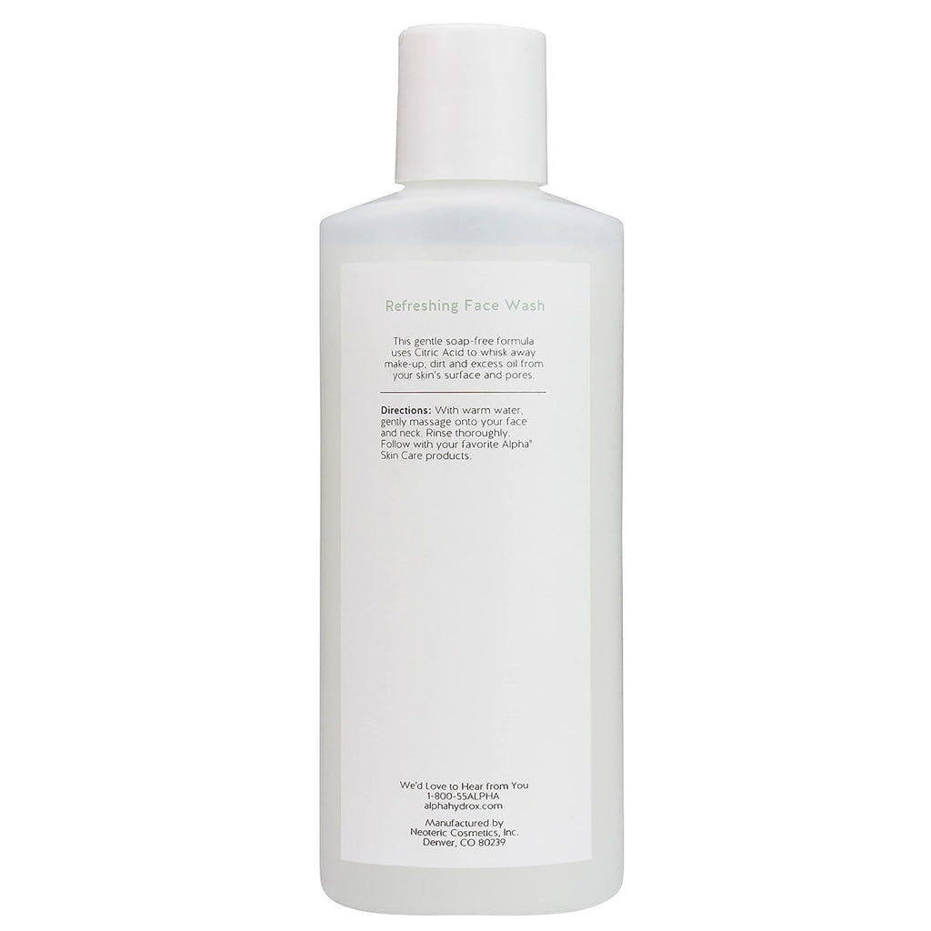 Alpha Skin Care Refreshing Face Wash – Gentle Soap-Free with Citric AHA, pH-Balancing (Pack of 3, 6 oz)
