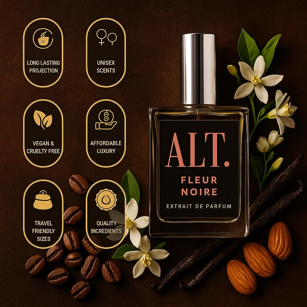 ALT. FRAGRANCES Fleur Noire 60ml – Inspired by Black Opium Parfum Extract, Long-Lasting Women’s Perfume