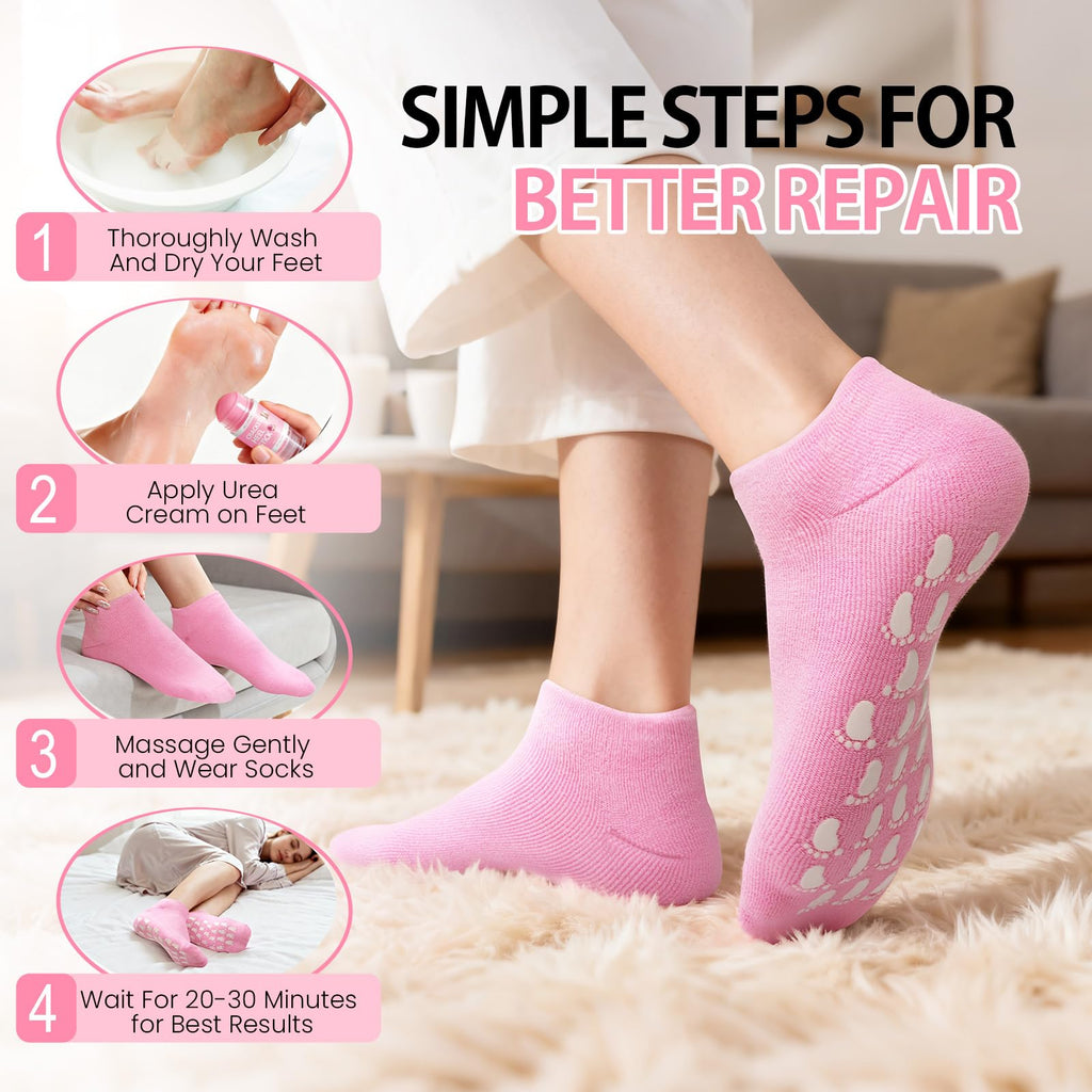 ALUROICE Silicone Moisturizing Socks with Foot Cream – 2-in-1 Dry Feet Care