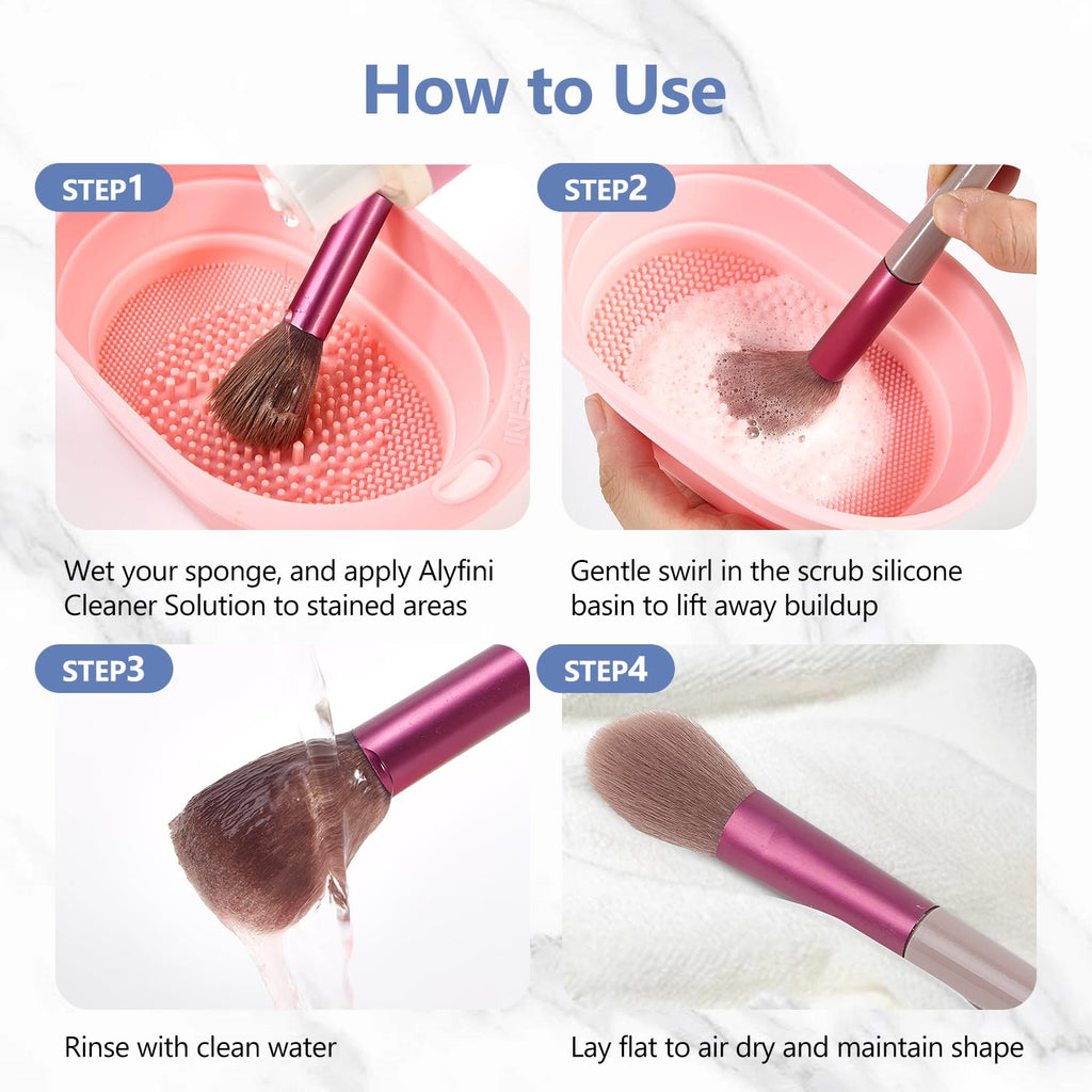 Alyfini Makeup Brush Cleaner Solution & Scrub Basin - 10.2 Fl Oz