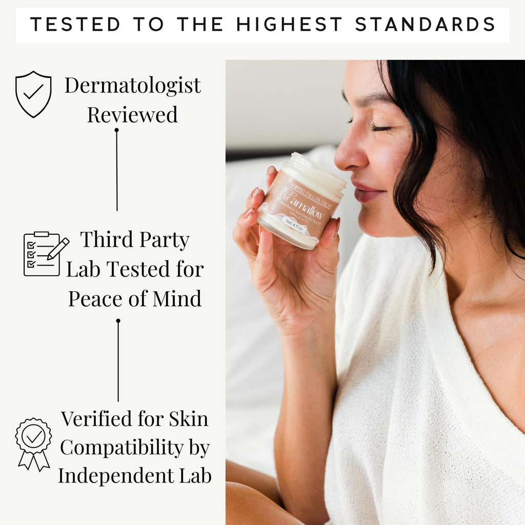 Amallow 100% Grass-Fed Beef Tallow Moisturizer – Vanilla Latte, Whipped Face & Body Lotion, 4 oz