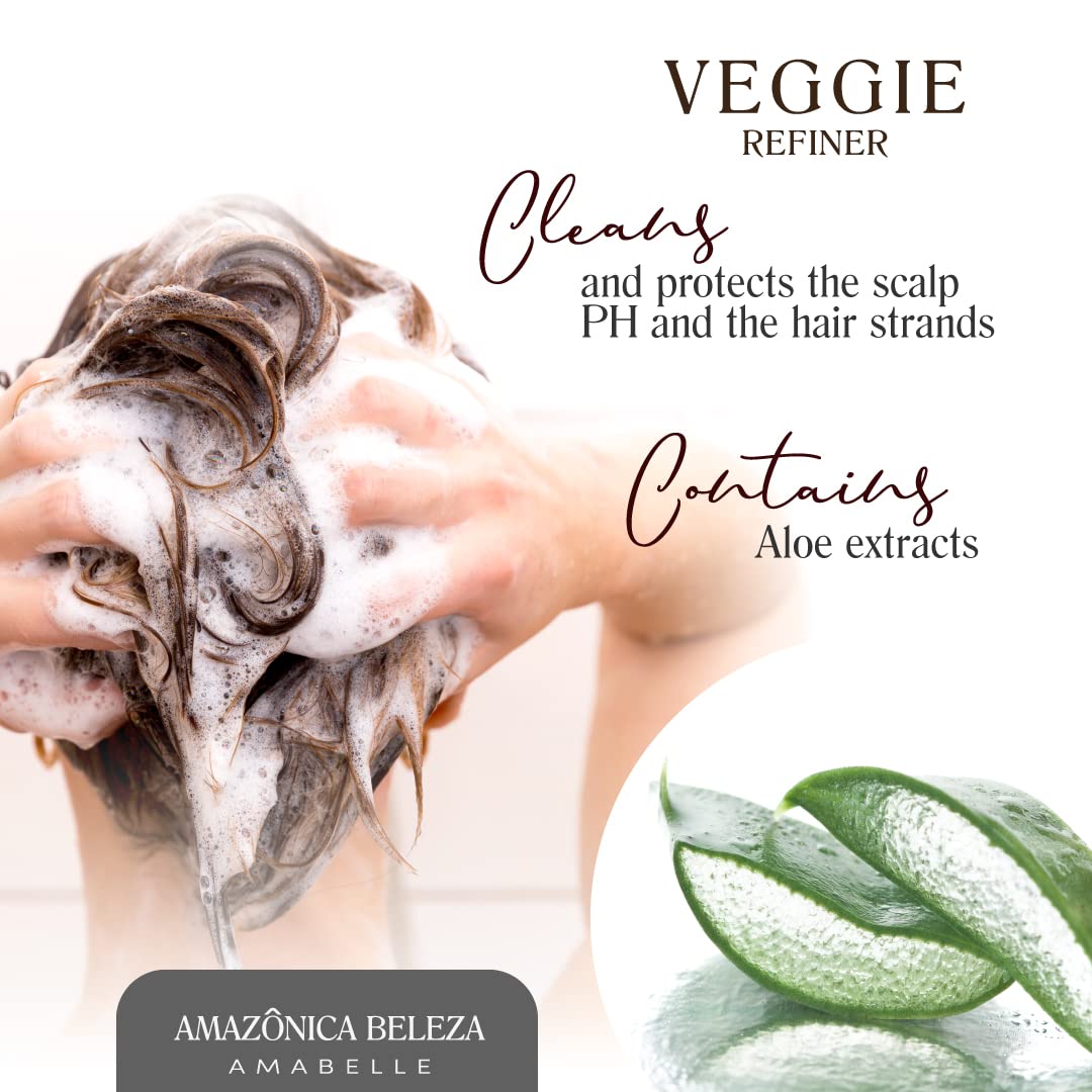 AMAZÓNICA BELEZA AMABELLE Veggie Refiner Shampoo – Vegan, Sulfate-Free, All Hair Types, 10 oz