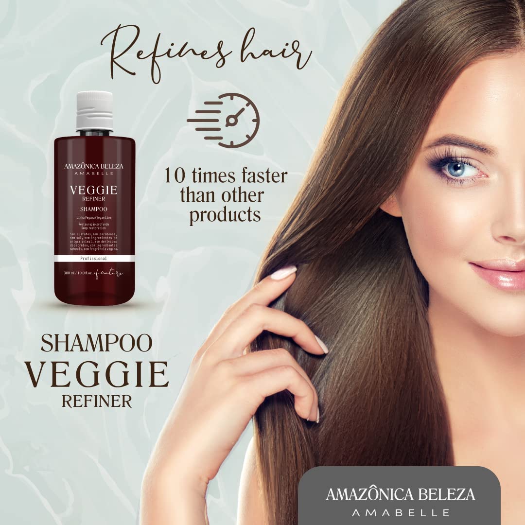 AMAZÓNICA BELEZA AMABELLE Veggie Refiner Shampoo – Vegan, Sulfate-Free, All Hair Types, 10 oz